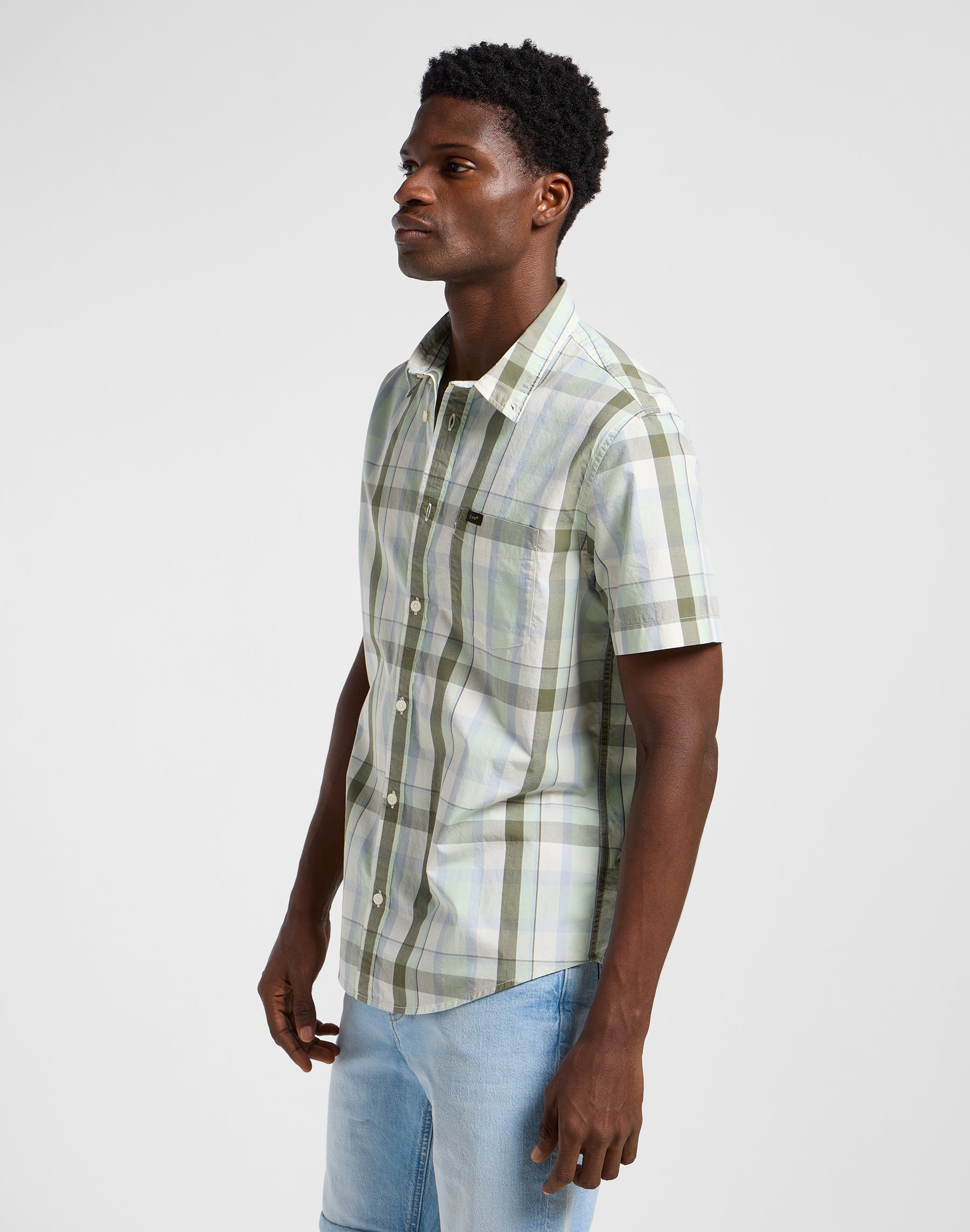 Lee Button Down Ss in Concrete Sage Camicie Lee