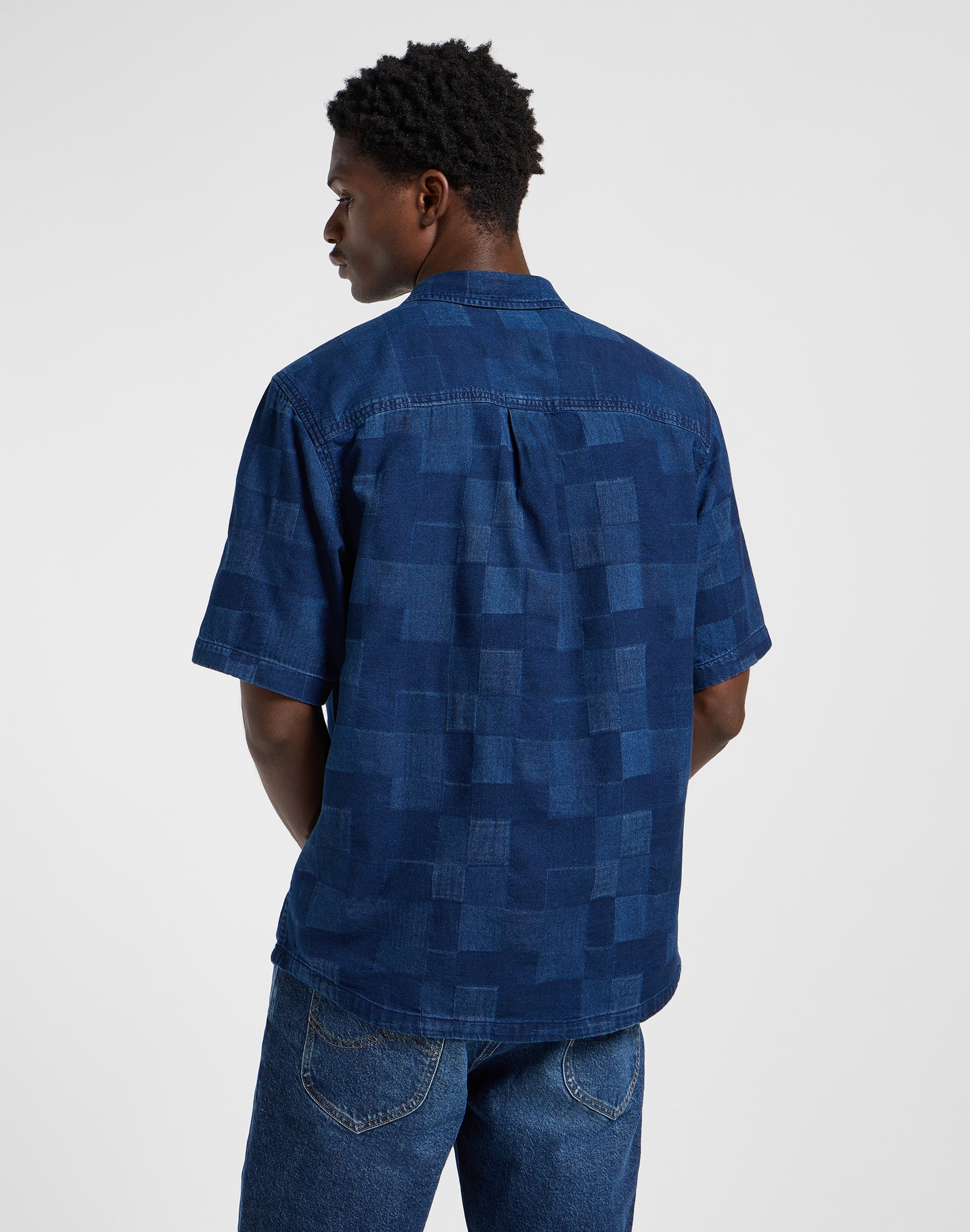 Camicia Popover Ss in Indigo Patchwork Dobby Camicie Lee