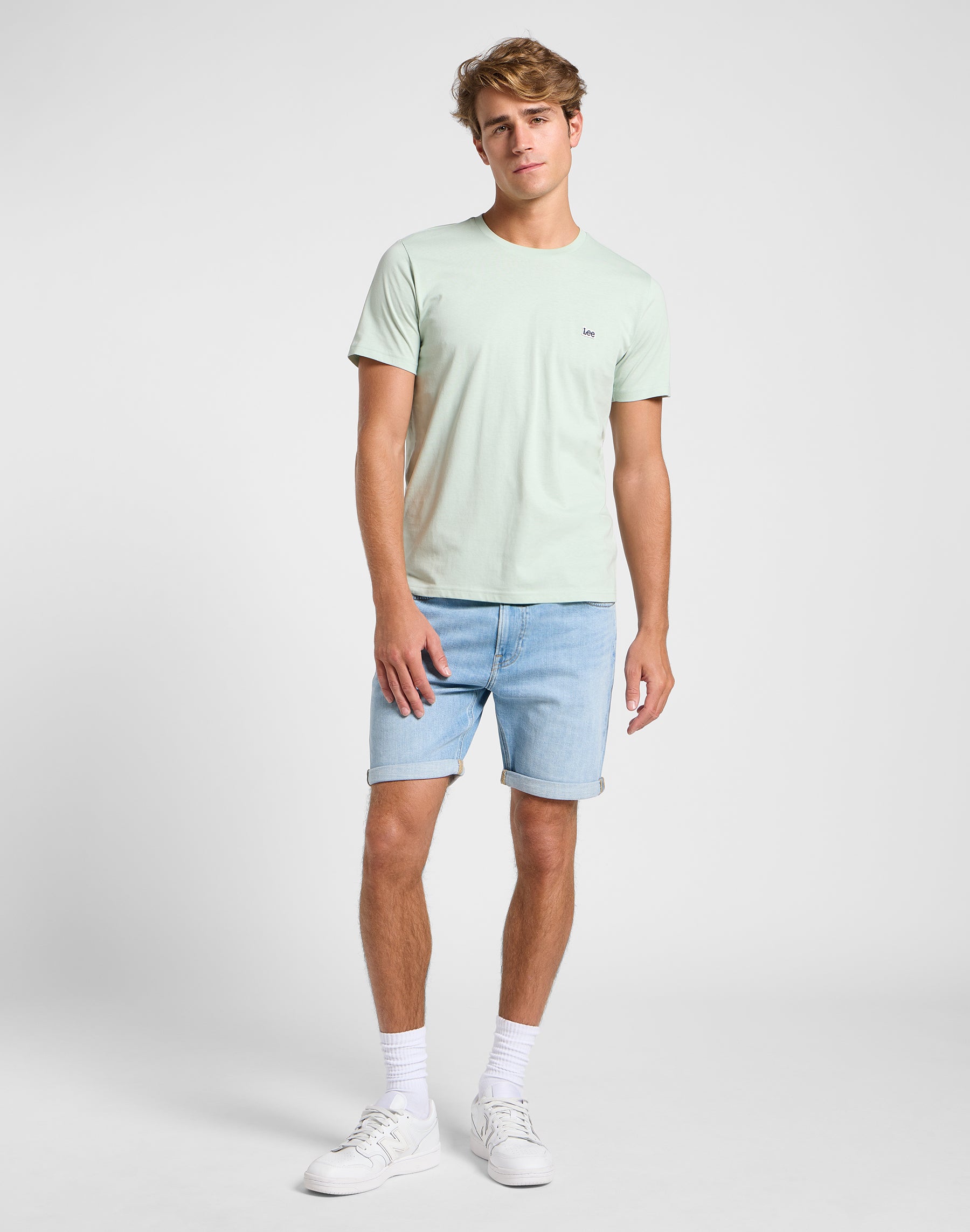 Ss Patch Logo Tee in morbida salvia T-Shirt Lee