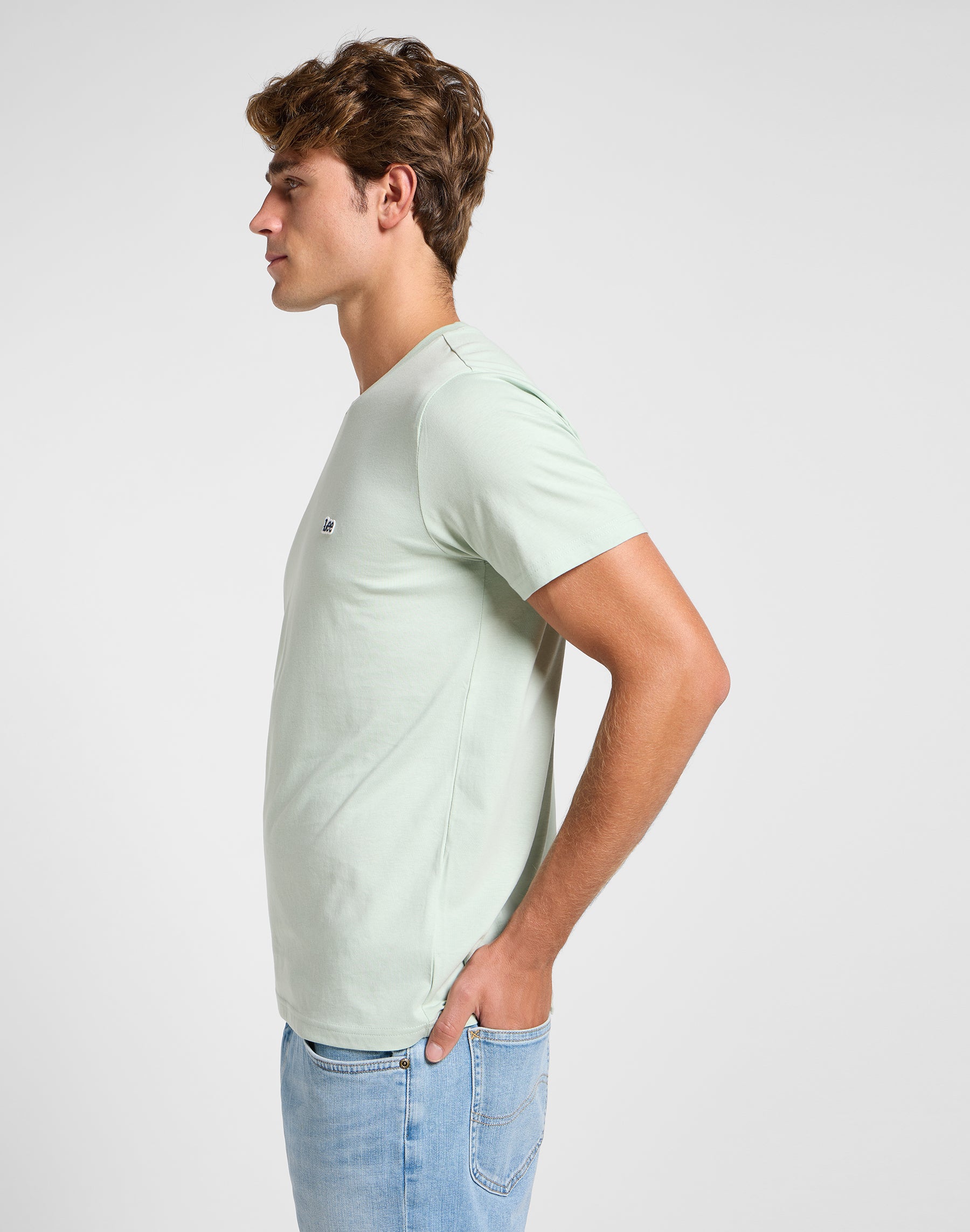 Ss Patch Logo Tee in morbida salvia T-Shirt Lee