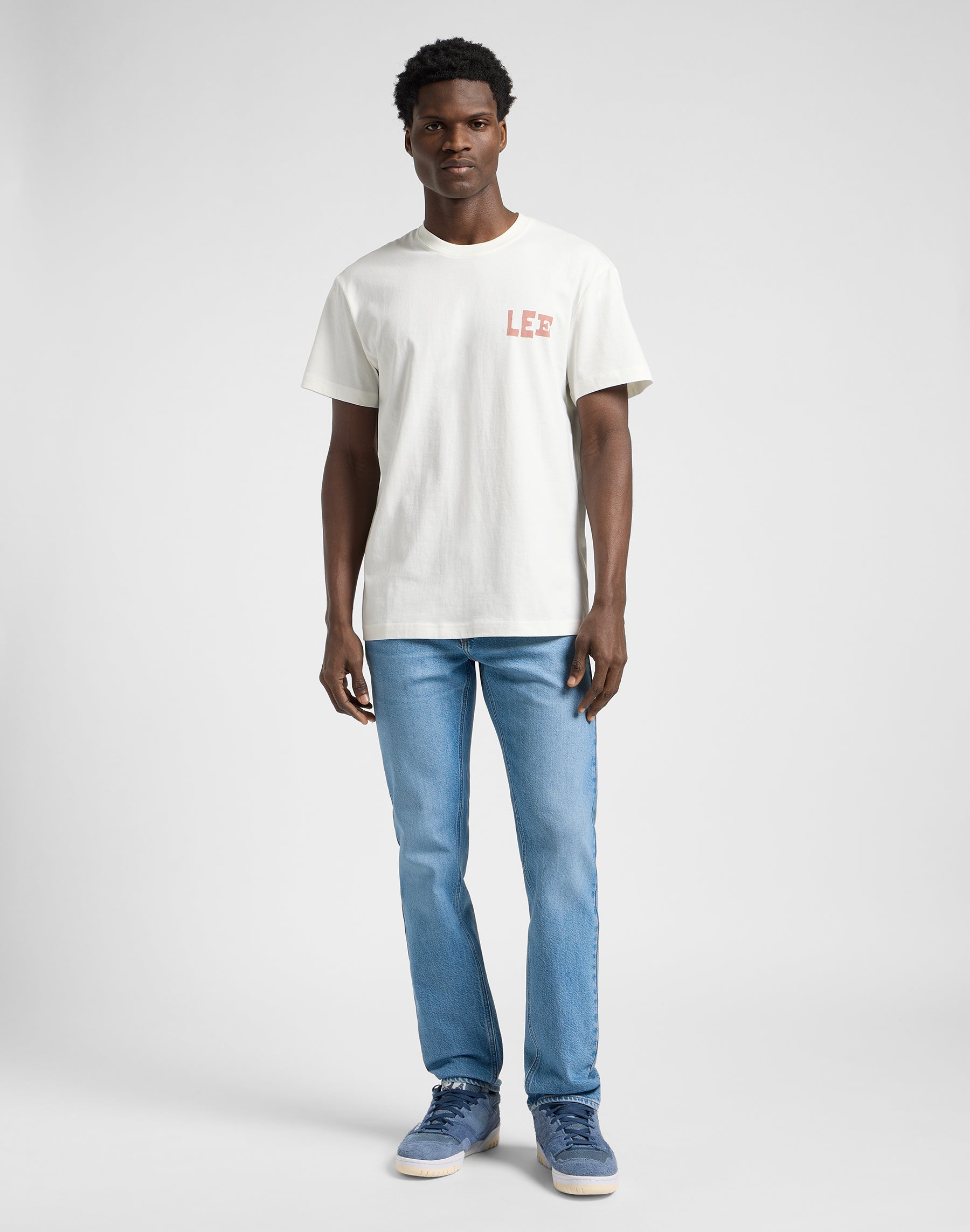 Maglietta grafica rilassata in ecru T-shirt Lee