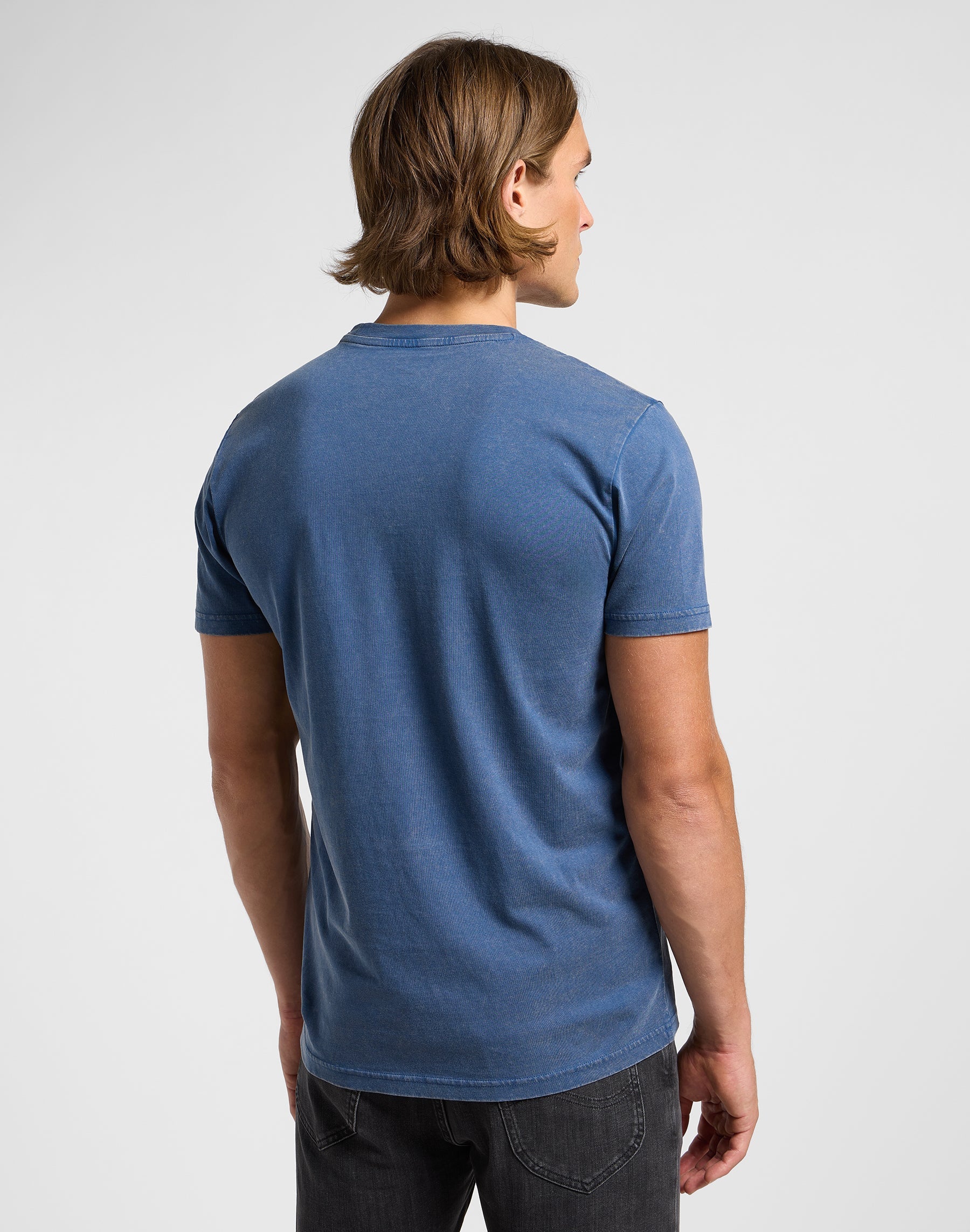 T-shirt media con logo in Orion Blue T-Shirt Lee