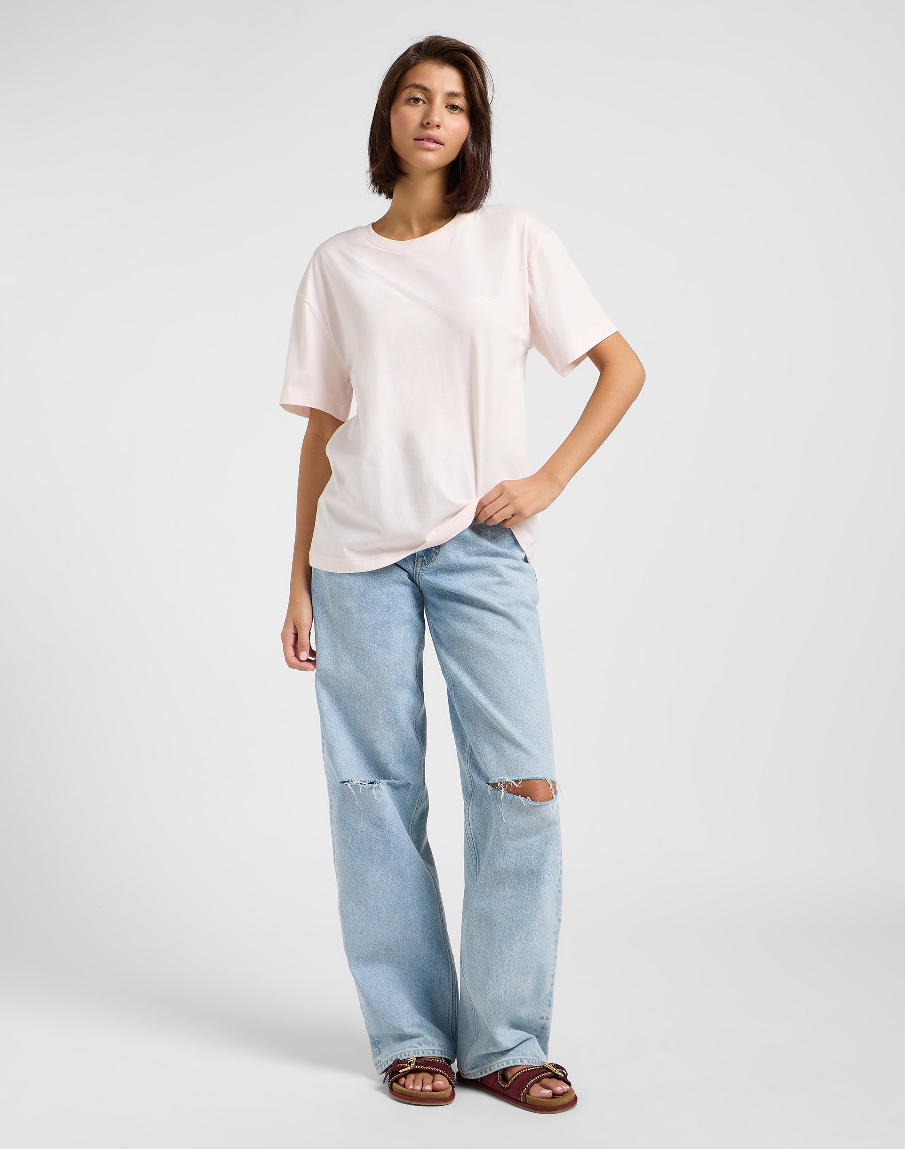 Maglietta grafica in Rosa Ghiaccio T-Shirt Lee