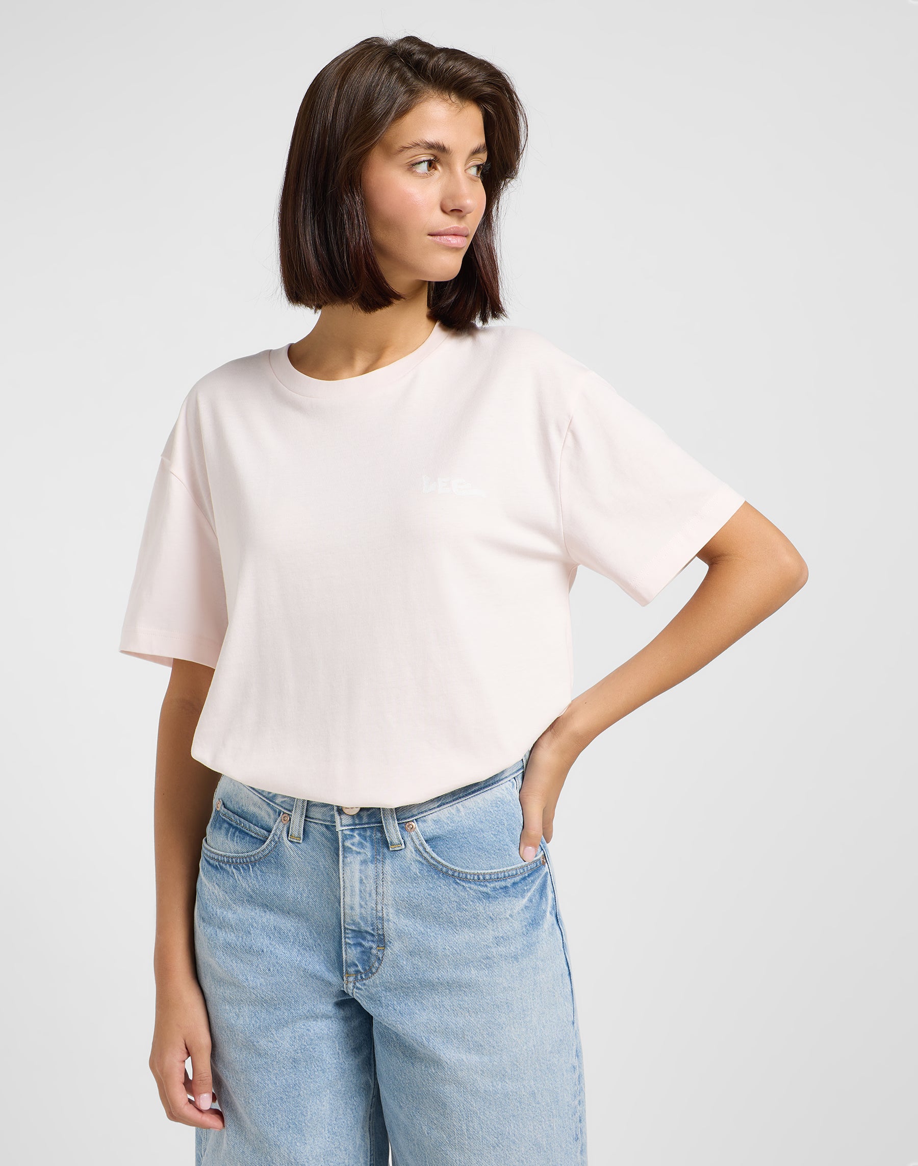 Maglietta grafica in Rosa Ghiaccio T-Shirt Lee