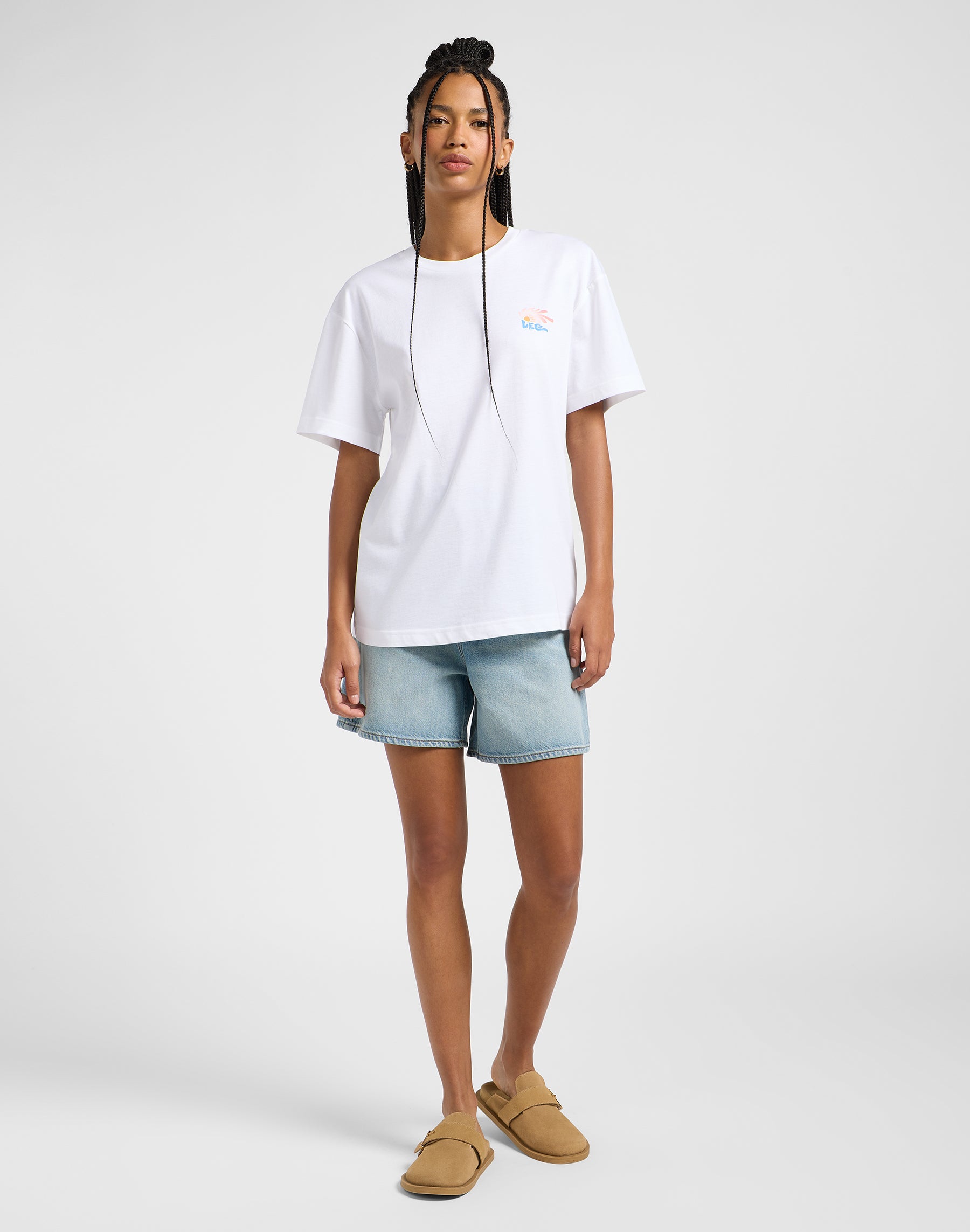 T-shirt grafica in bianco brillante Lee