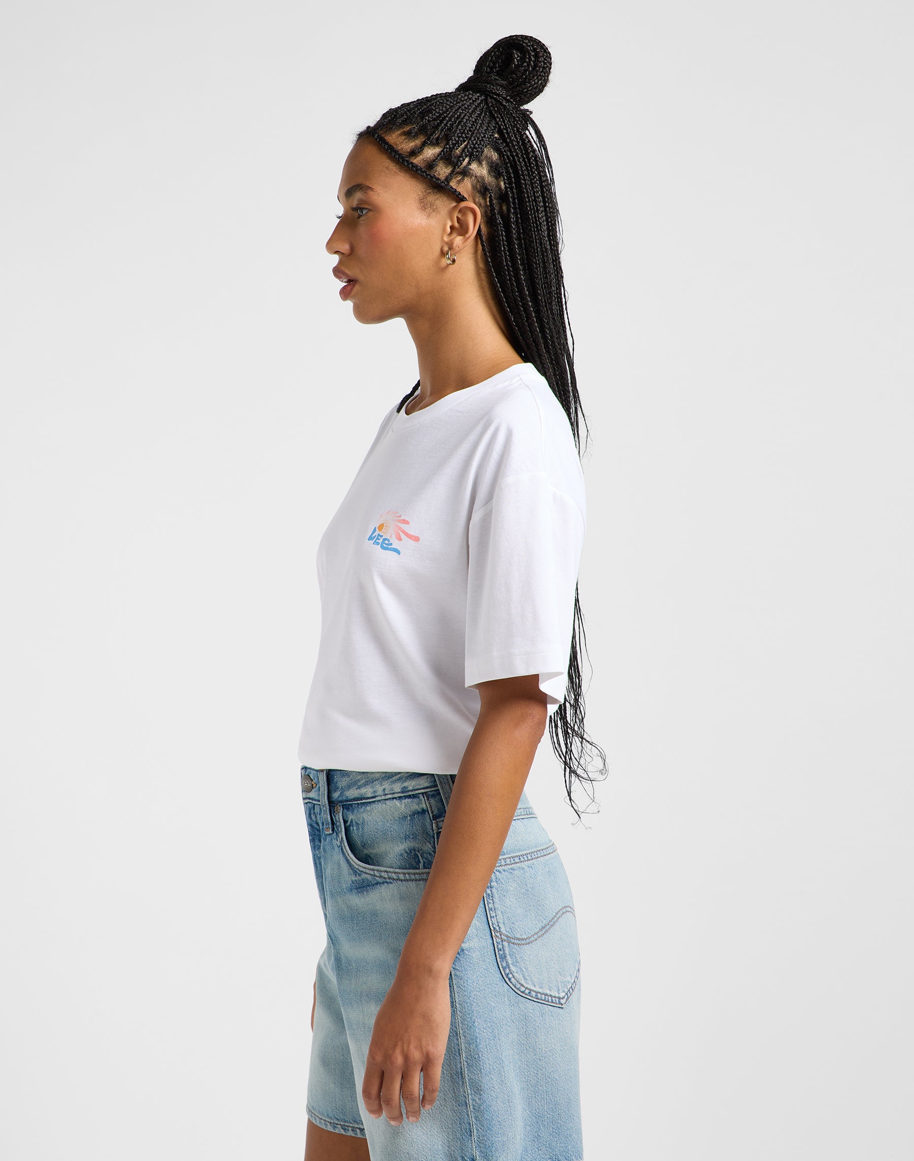 T-shirt grafica in bianco brillante Lee