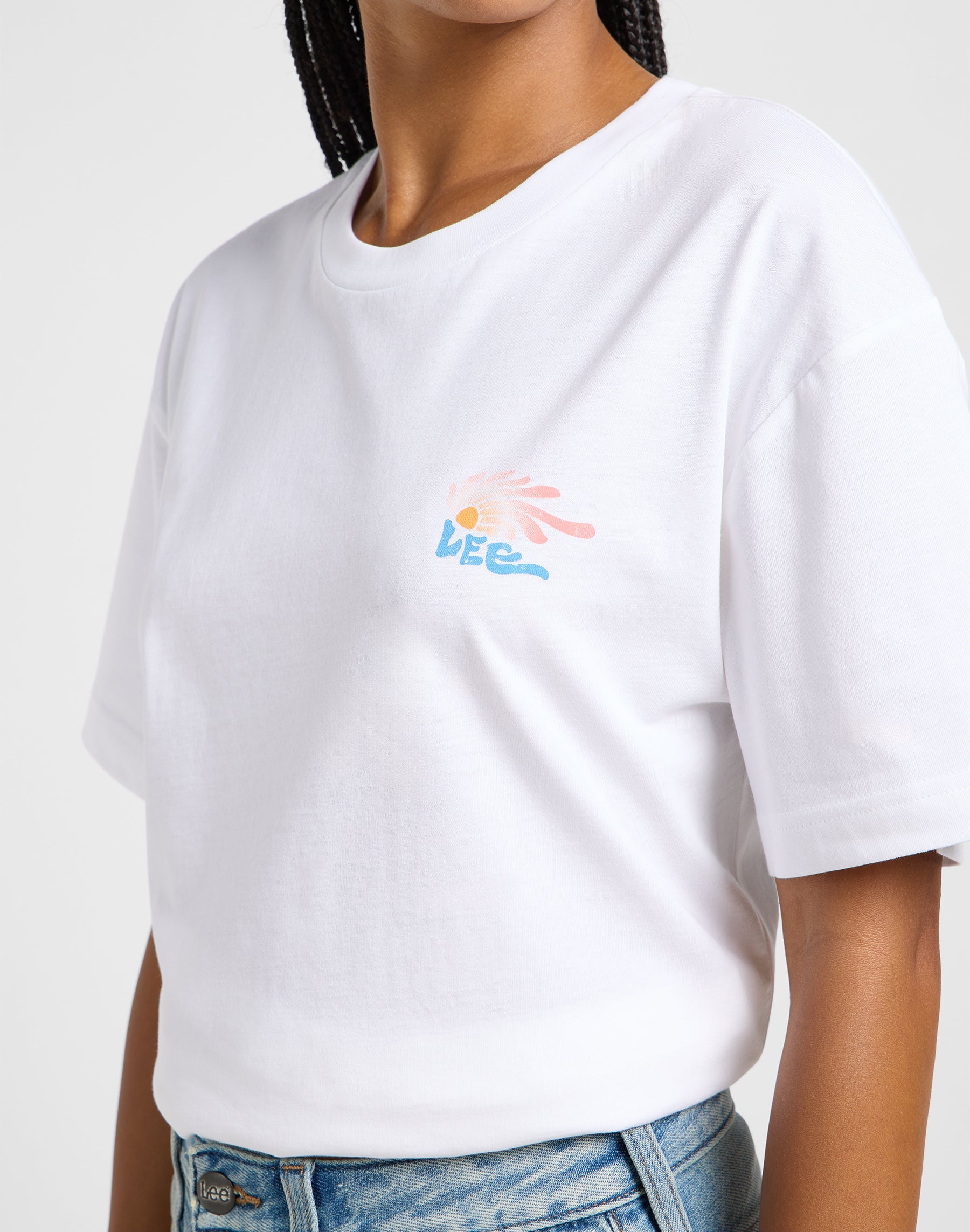 T-shirt grafica in bianco brillante Lee