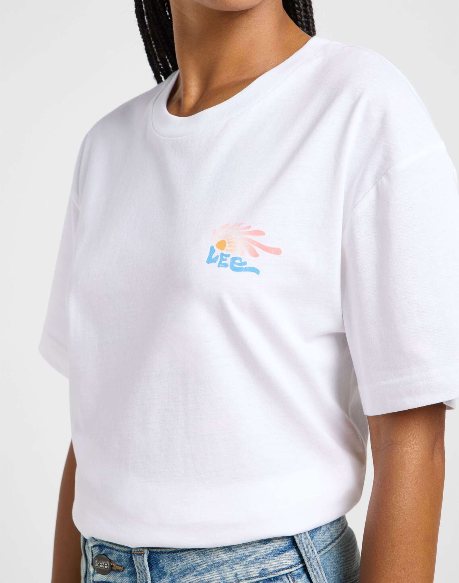 T-shirt grafica in bianco brillante Lee