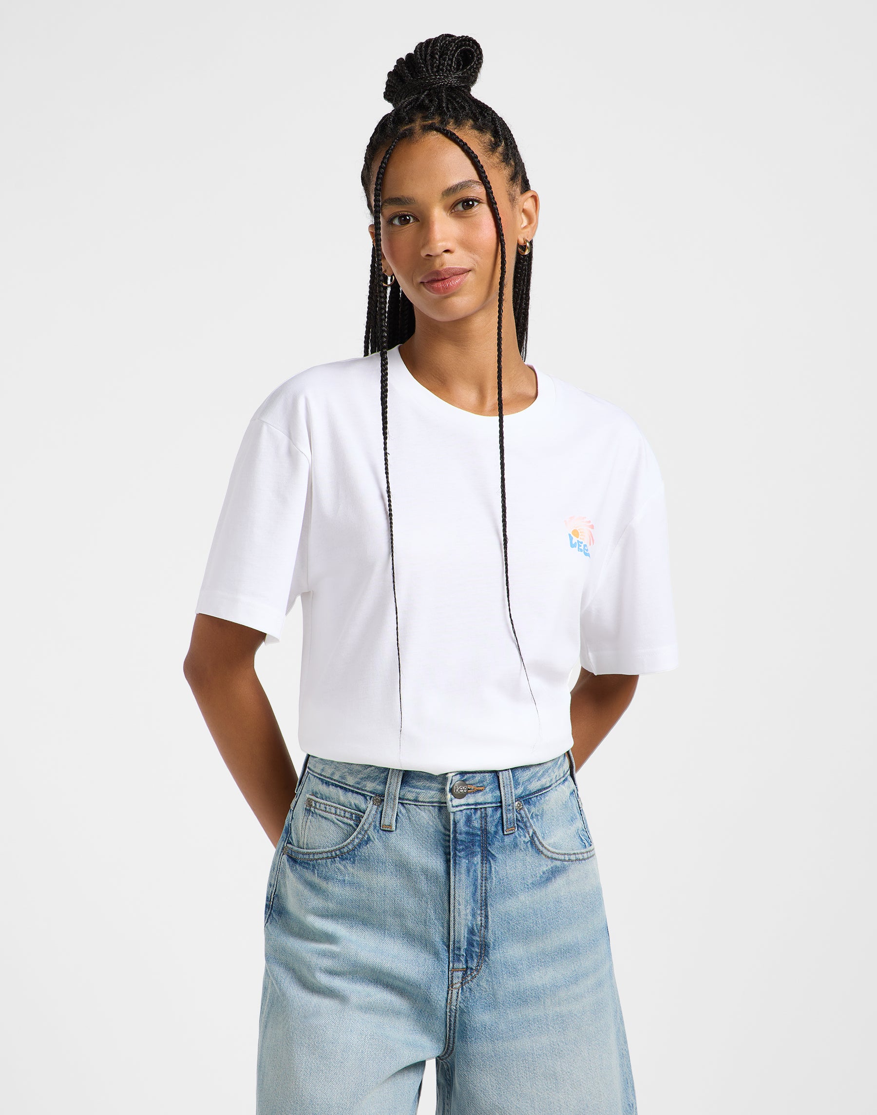 T-shirt grafica in bianco brillante Lee