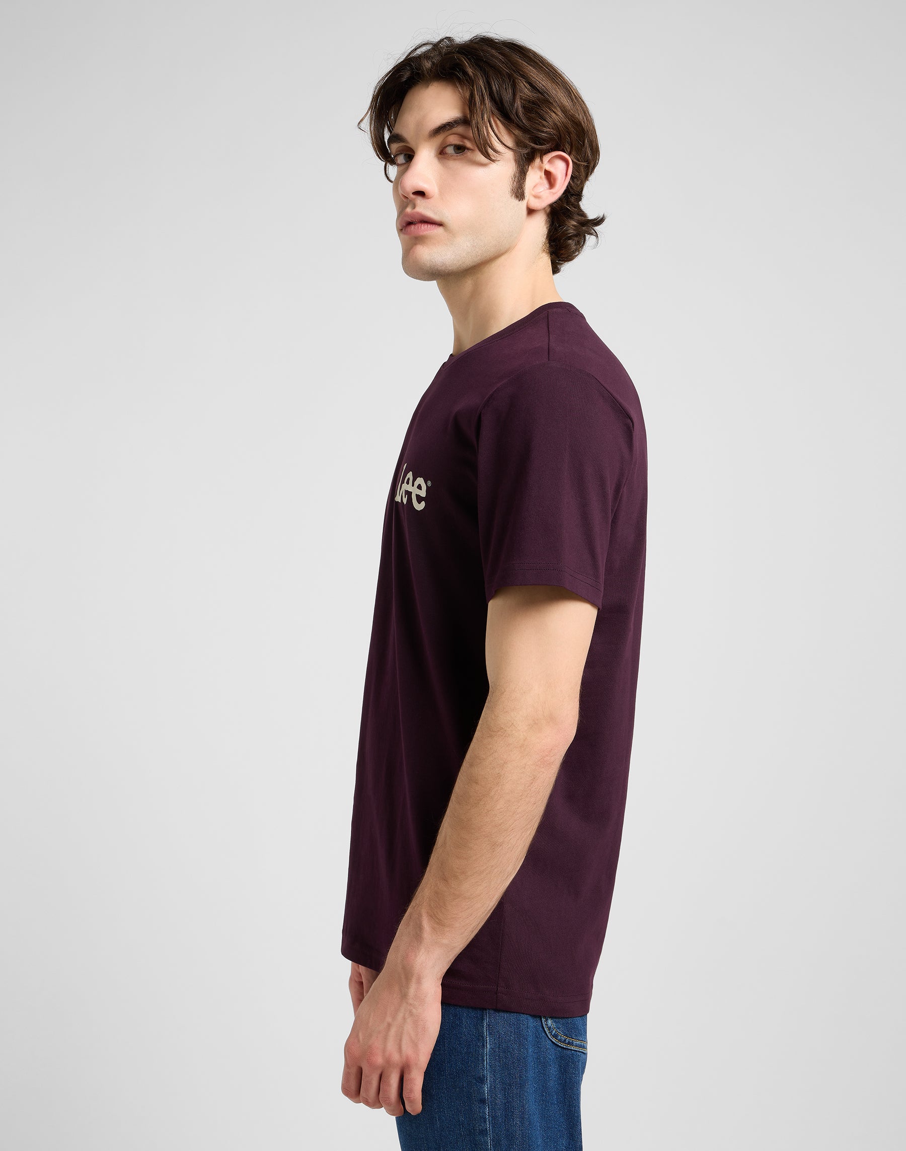 T-shirt media Wobbly Lee in vino profondo T-Shirt Lee