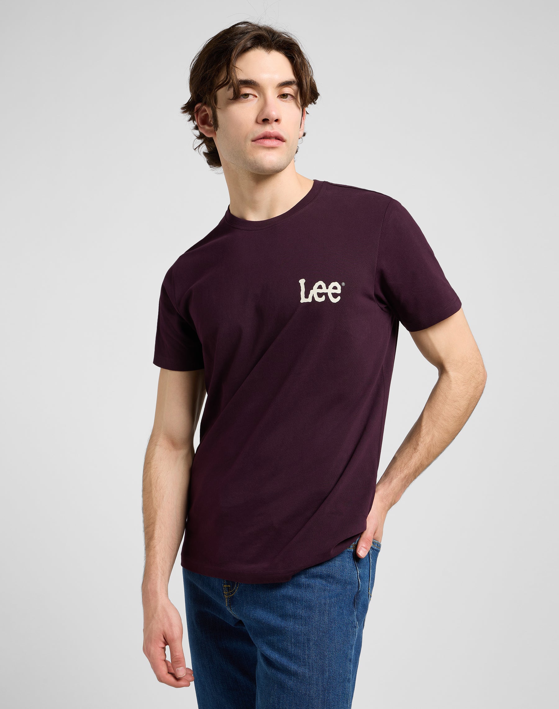T-shirt media Wobbly Lee in vino profondo T-Shirt Lee