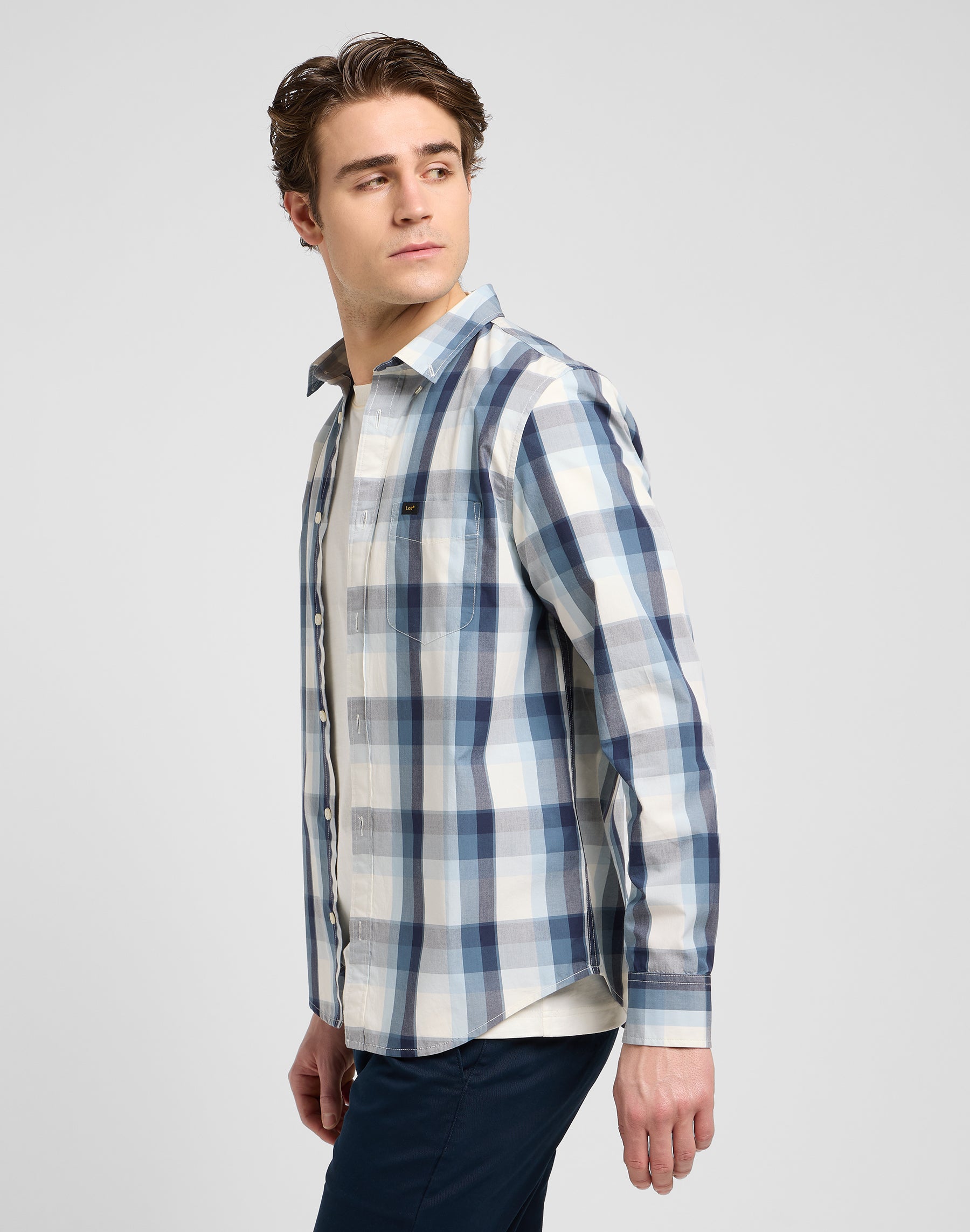 Lee Button Down in camicie blu vintage Ombre Lee