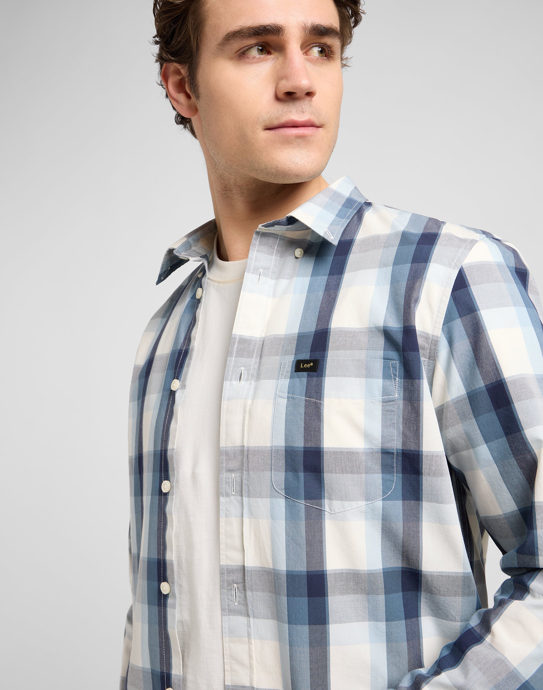 Lee Button Down in camicie blu vintage Ombre Lee