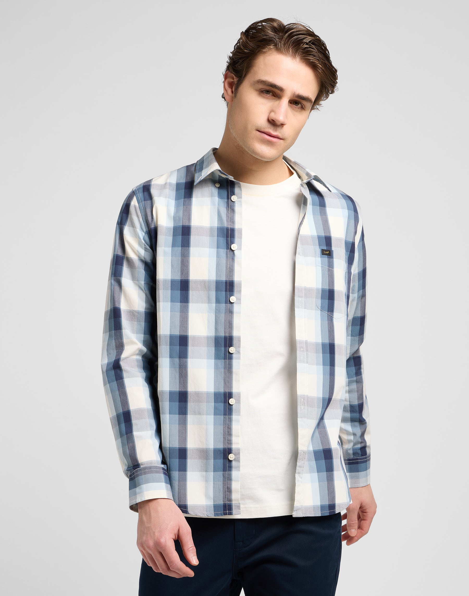 Lee Button Down in camicie blu vintage Ombre Lee