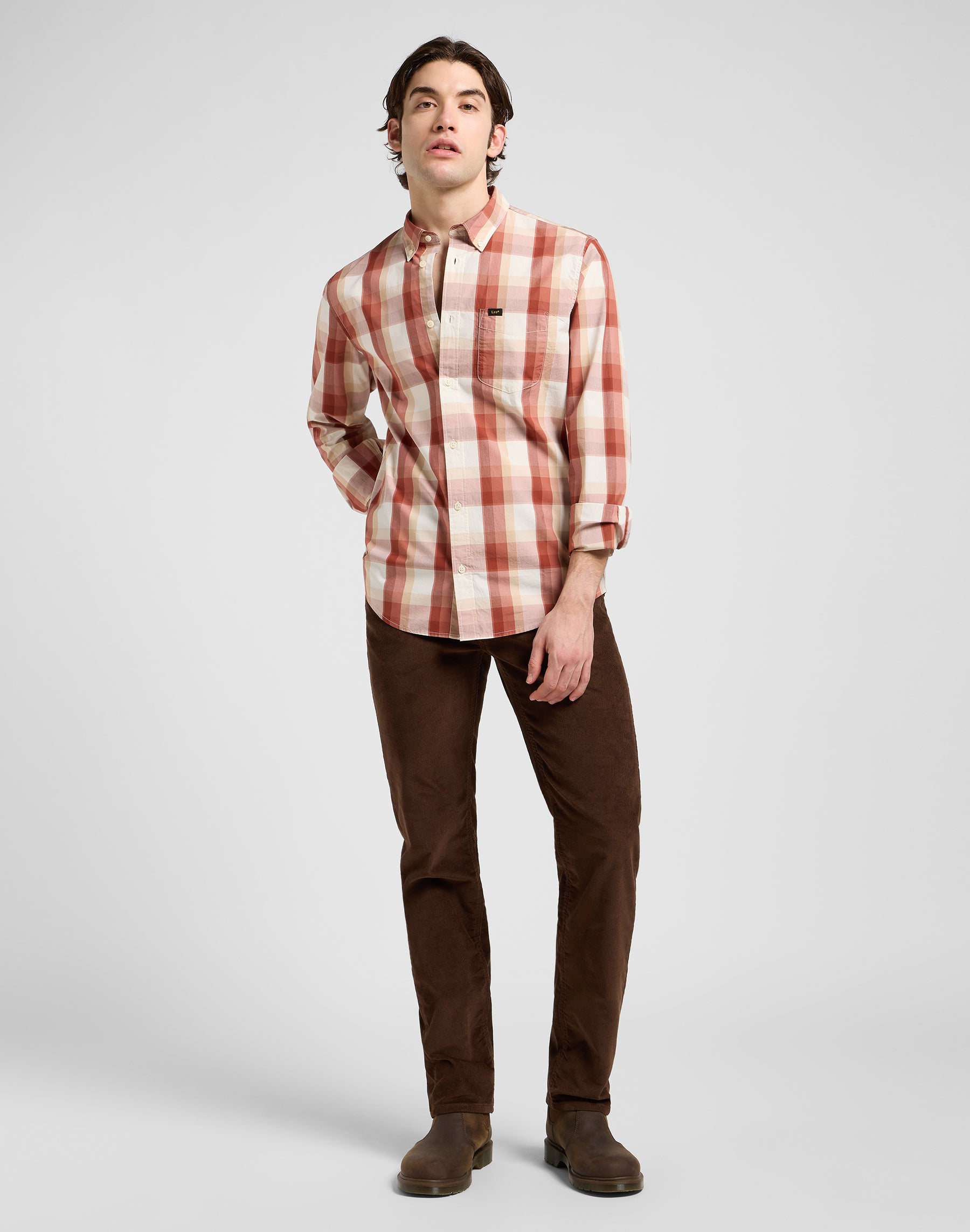 Lee Button Down in Red Clay Plaid Camicie Lee