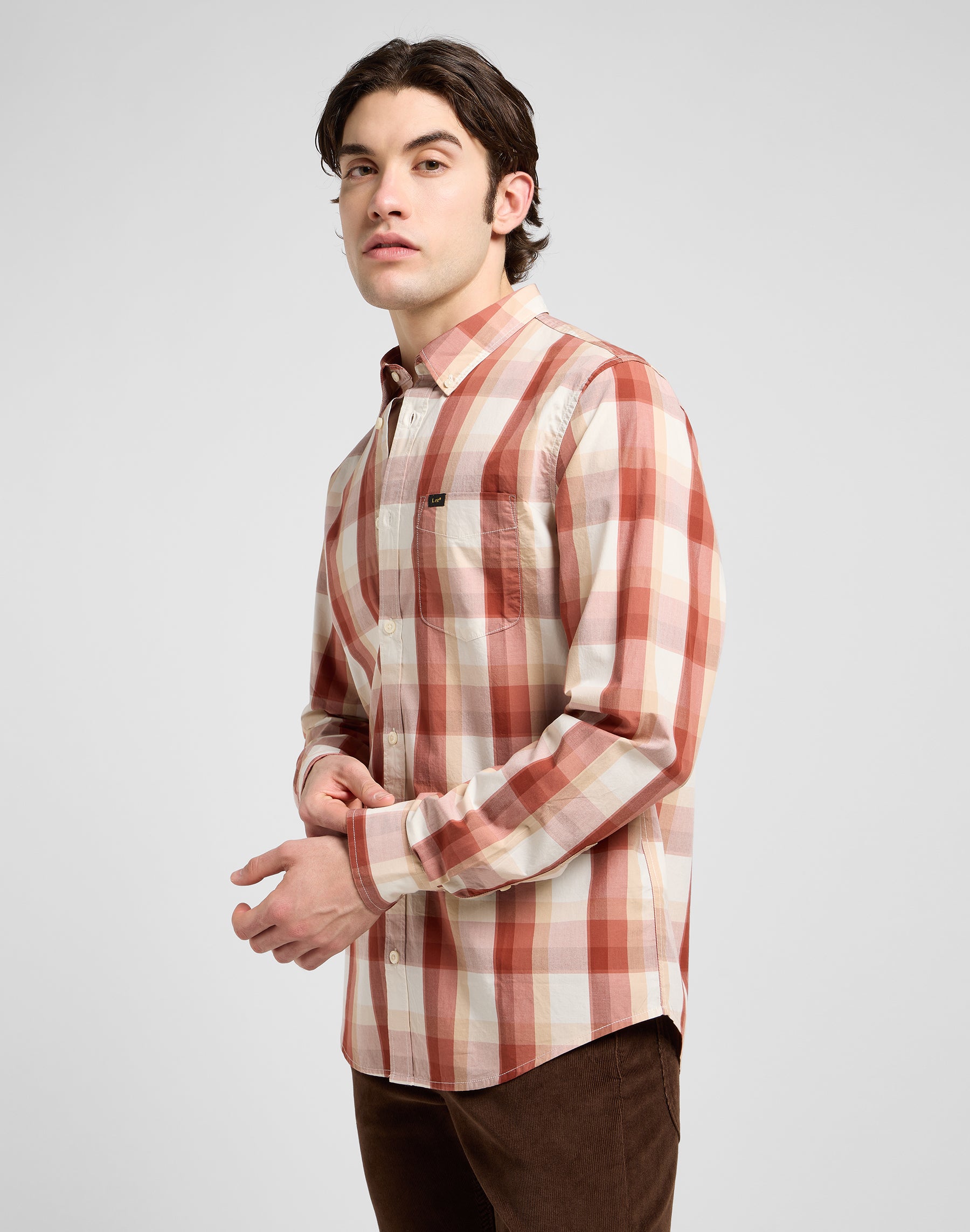 Lee Button Down in Red Clay Plaid Camicie Lee
