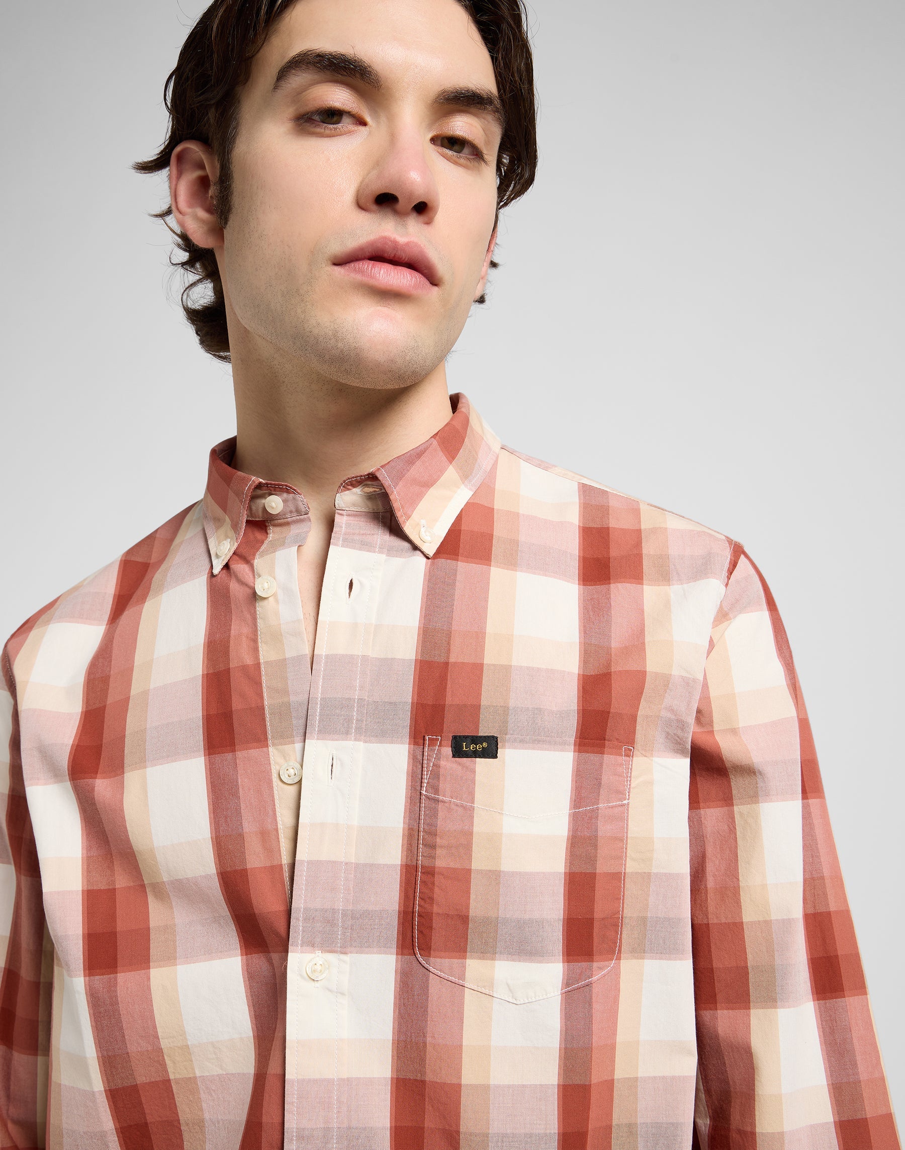 Lee Button Down in Red Clay Plaid Camicie Lee