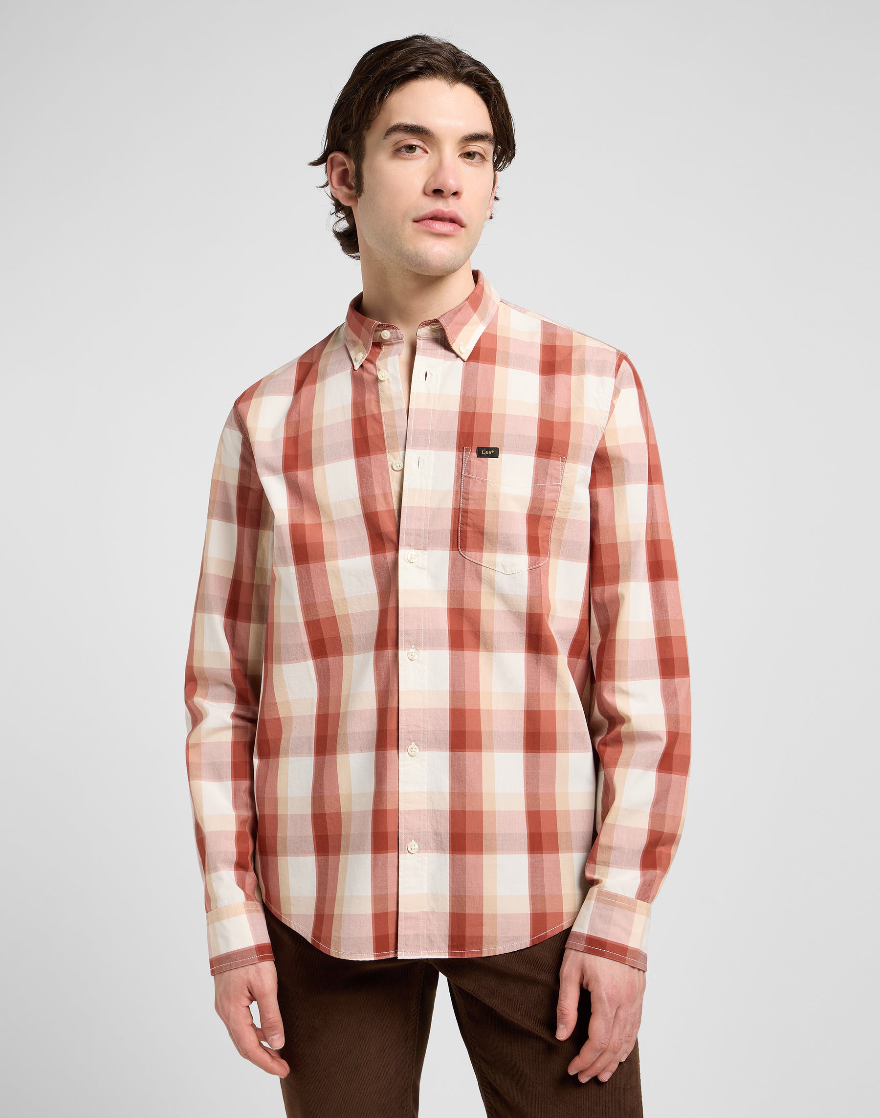 Lee Button Down in Red Clay Plaid Camicie Lee