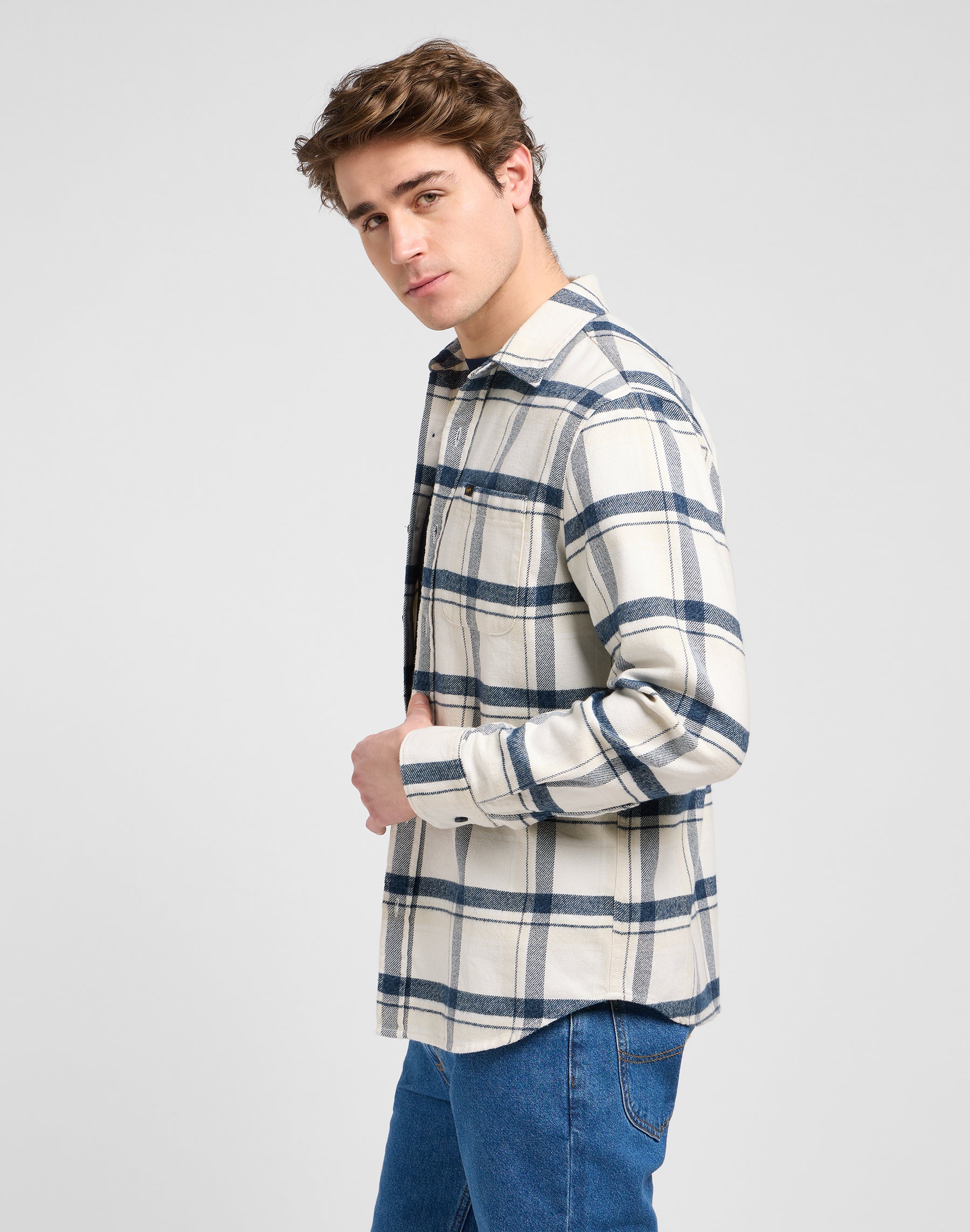 Camicia Mercantile in Plaid Vintage Ecru Jaspe