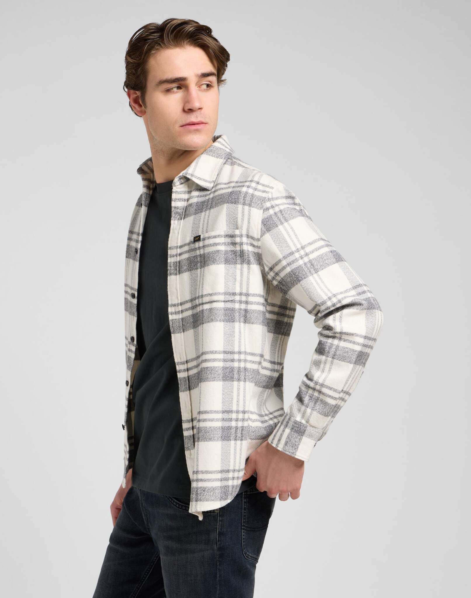 Camicia Mercantile in Grigio Pittore Jaspe Plaid Camicie Lee