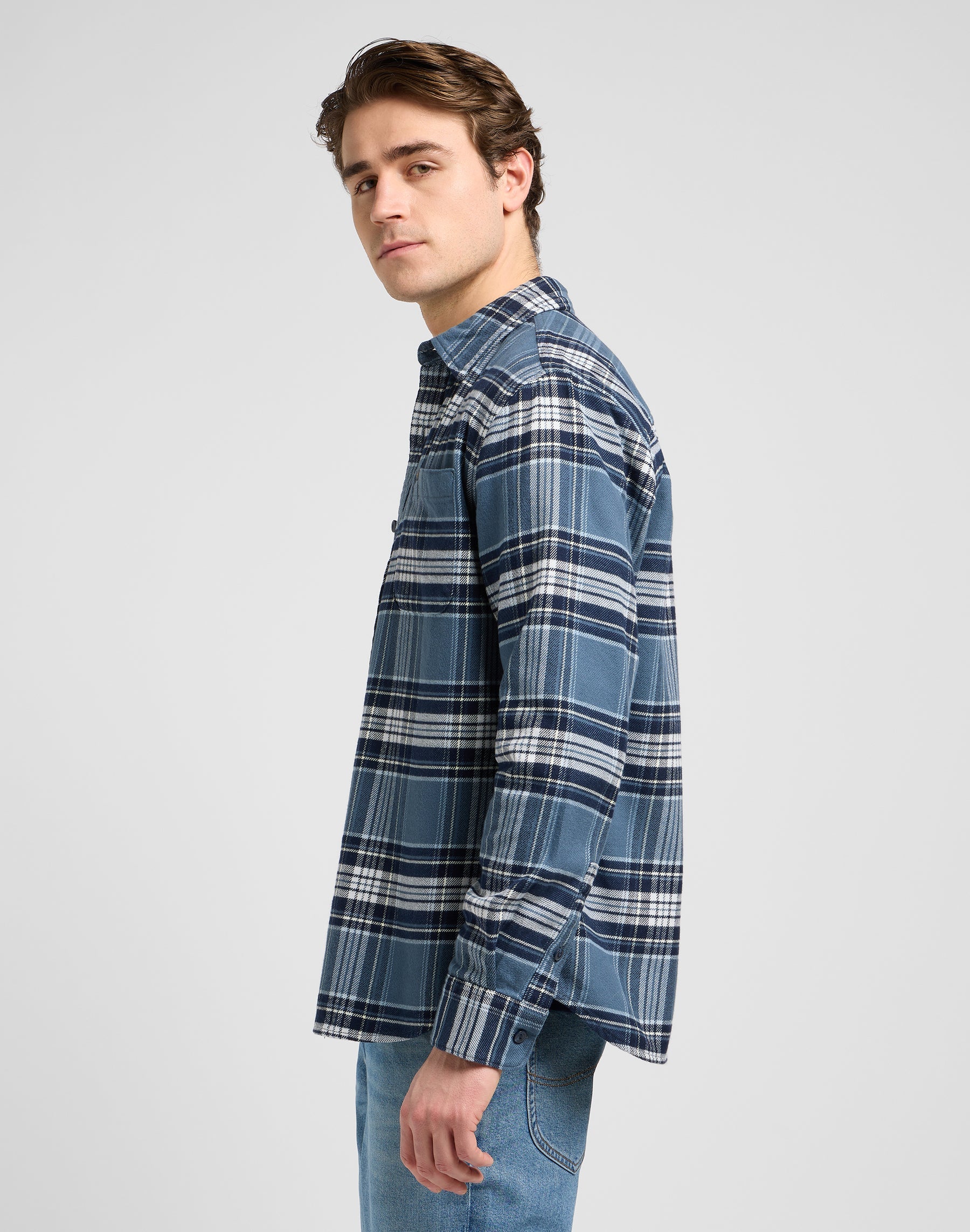 Camicia Mercantile in Plaid Blu Vintage