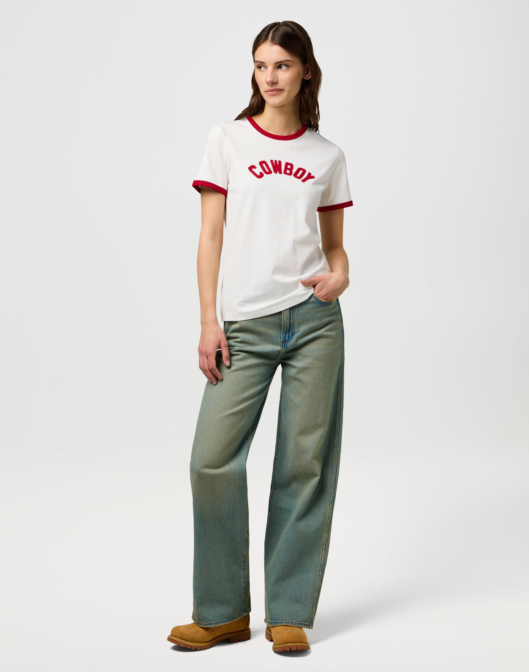 Maglietta Ringer in Bianco Usato Magliette Wrangler