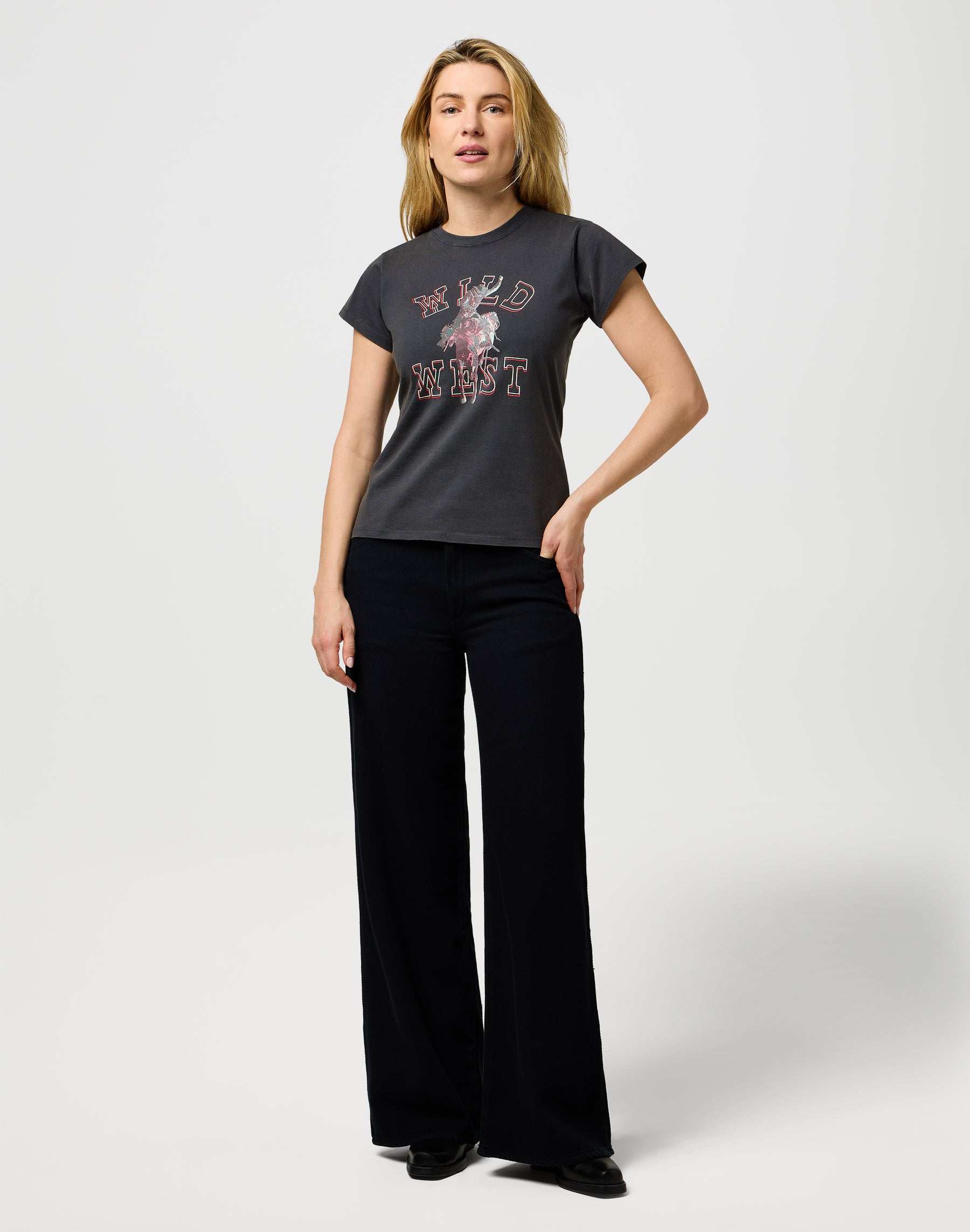 Maglietta Shrunken Band in nero sbiadito Magliette Wrangler