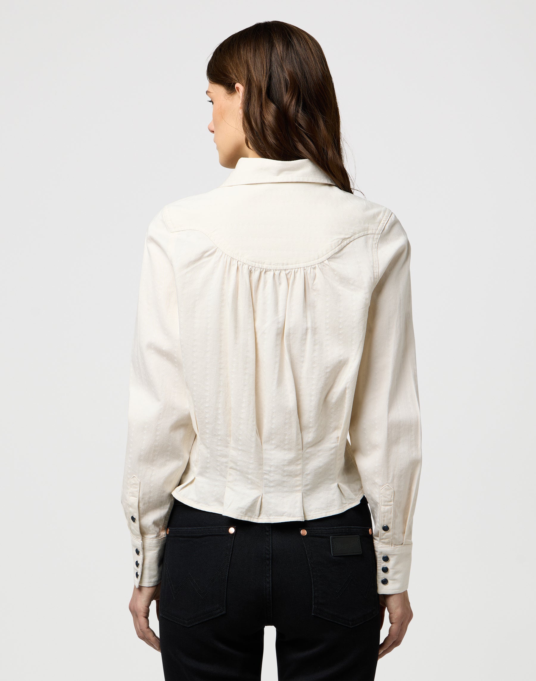 Camicia Femme Peplum in Pinstar White Camicie Wrangler