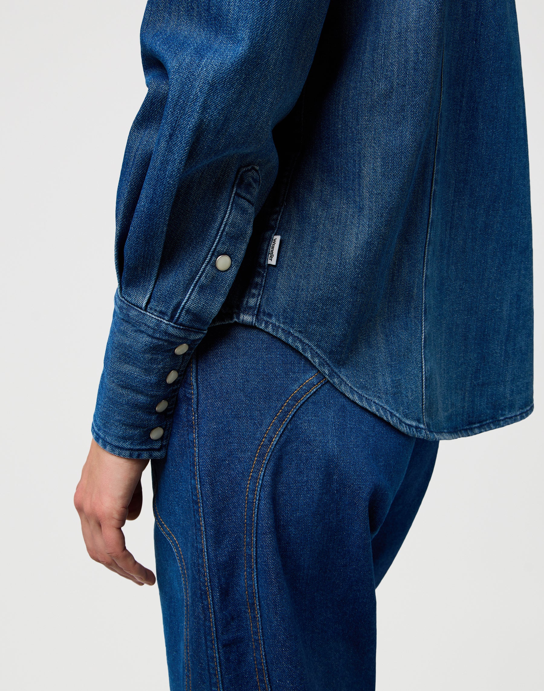 Camicia di jeans con carré in blu scintillante Camicie Wrangler
