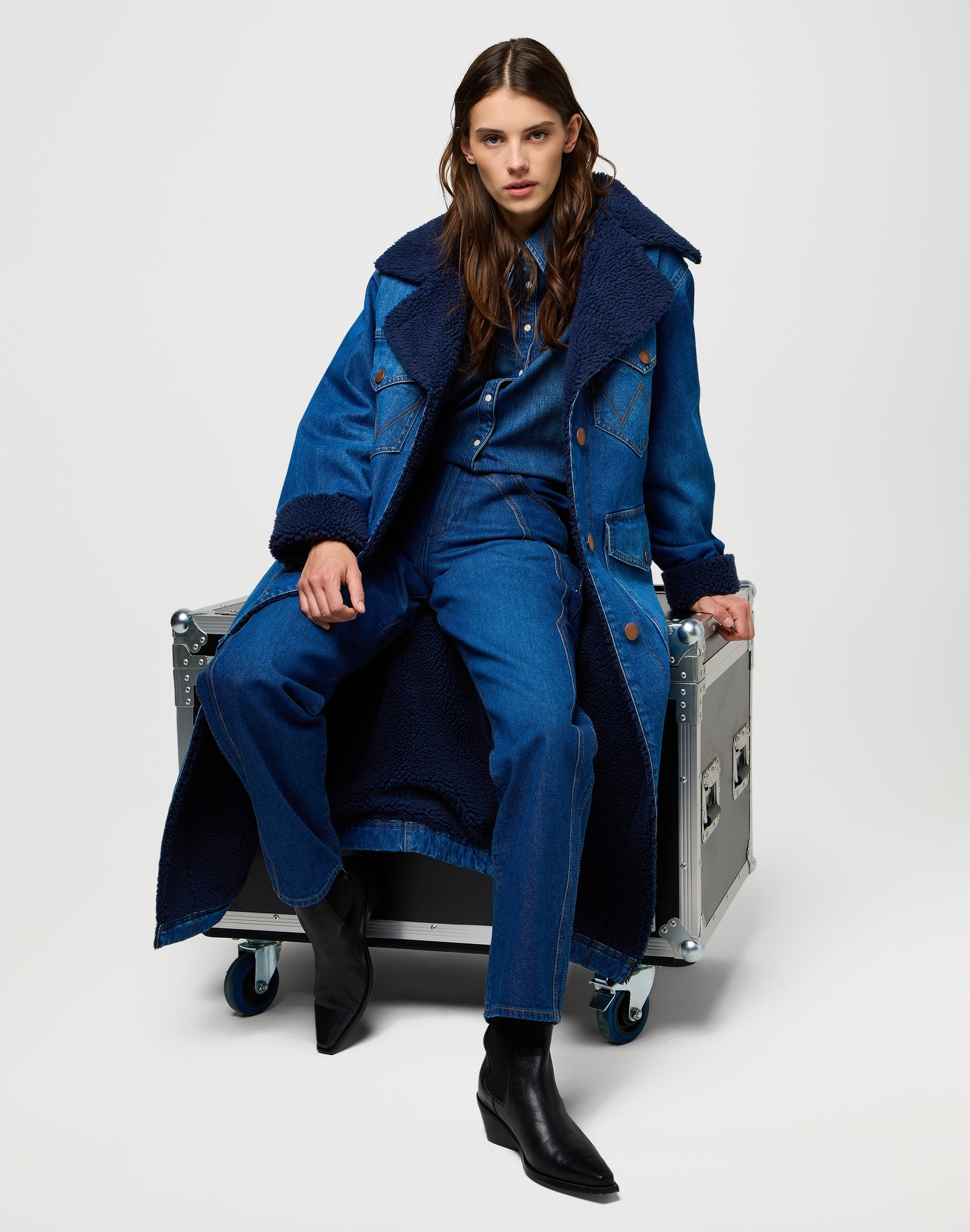 Camicia di jeans con carré in blu scintillante Camicie Wrangler