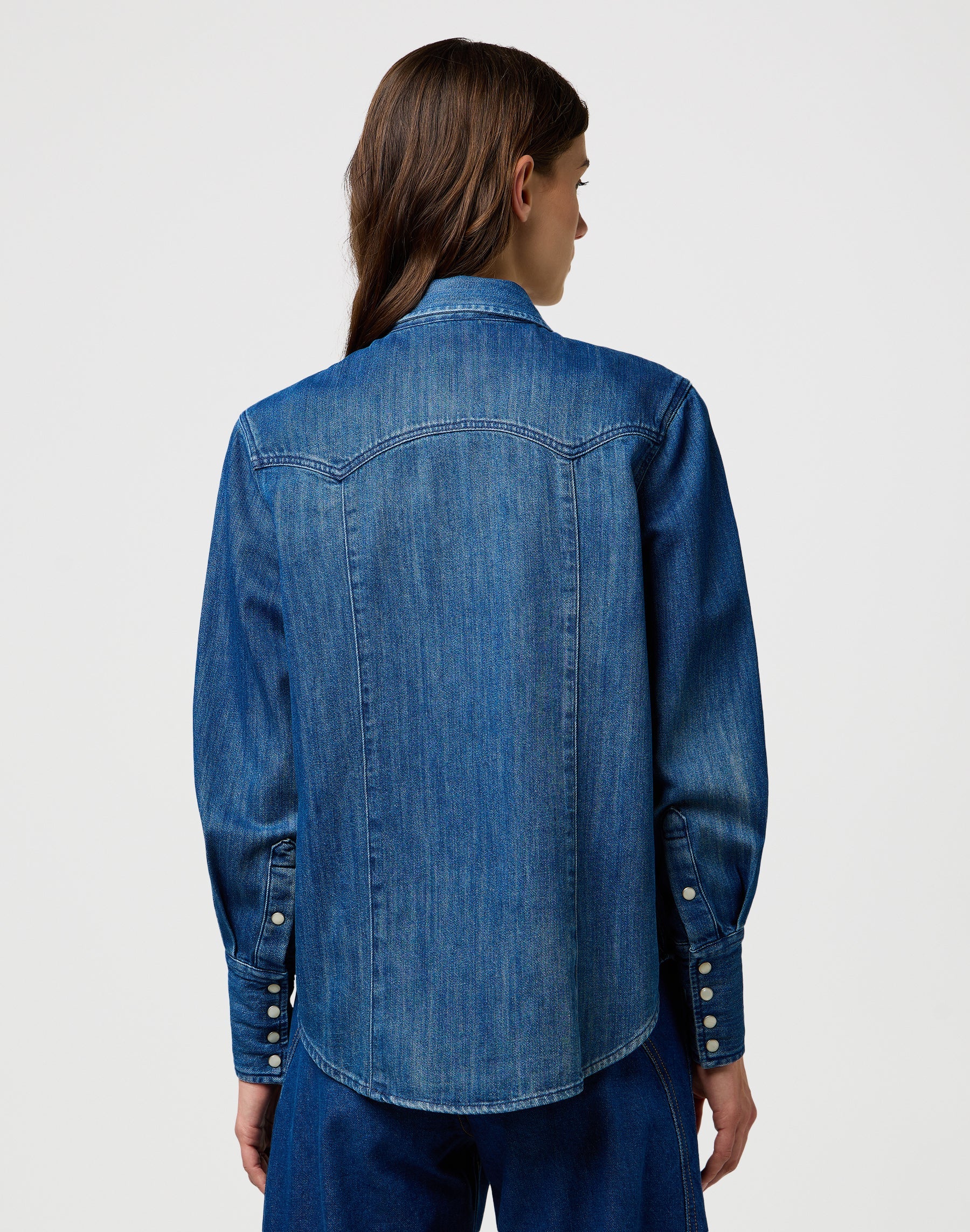 Camicia di jeans con carré in blu scintillante Camicie Wrangler