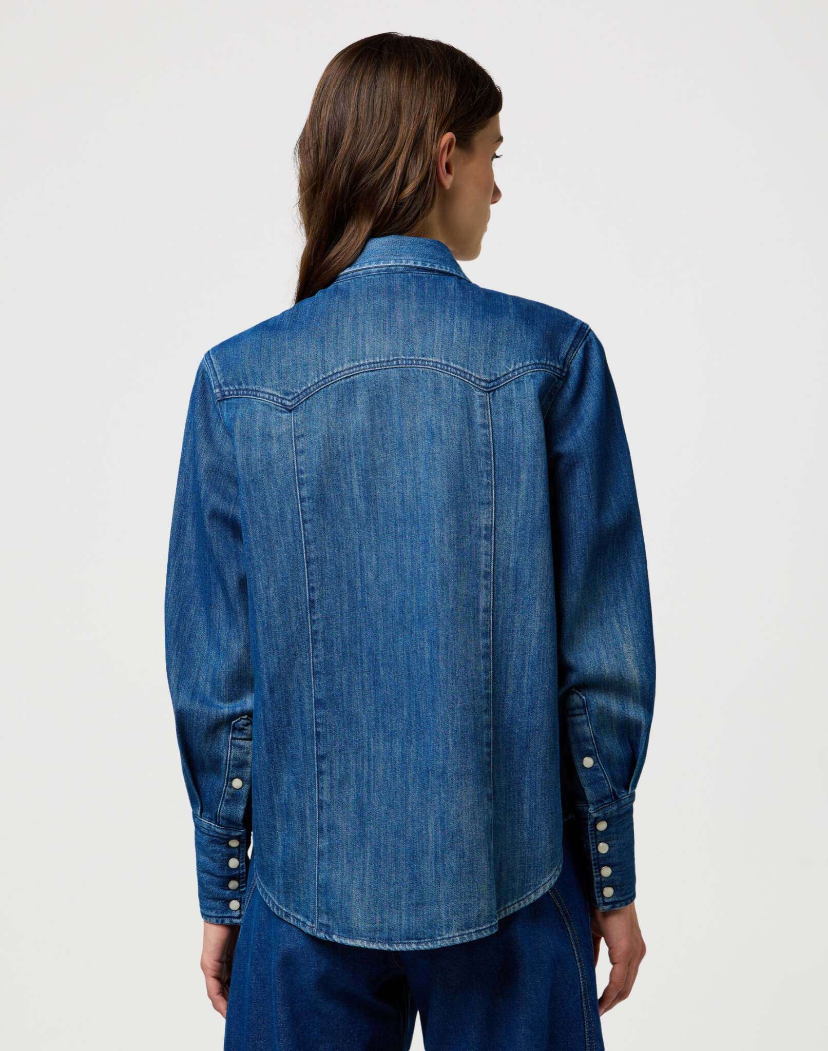 Camicia di jeans con carré in blu scintillante Camicie Wrangler