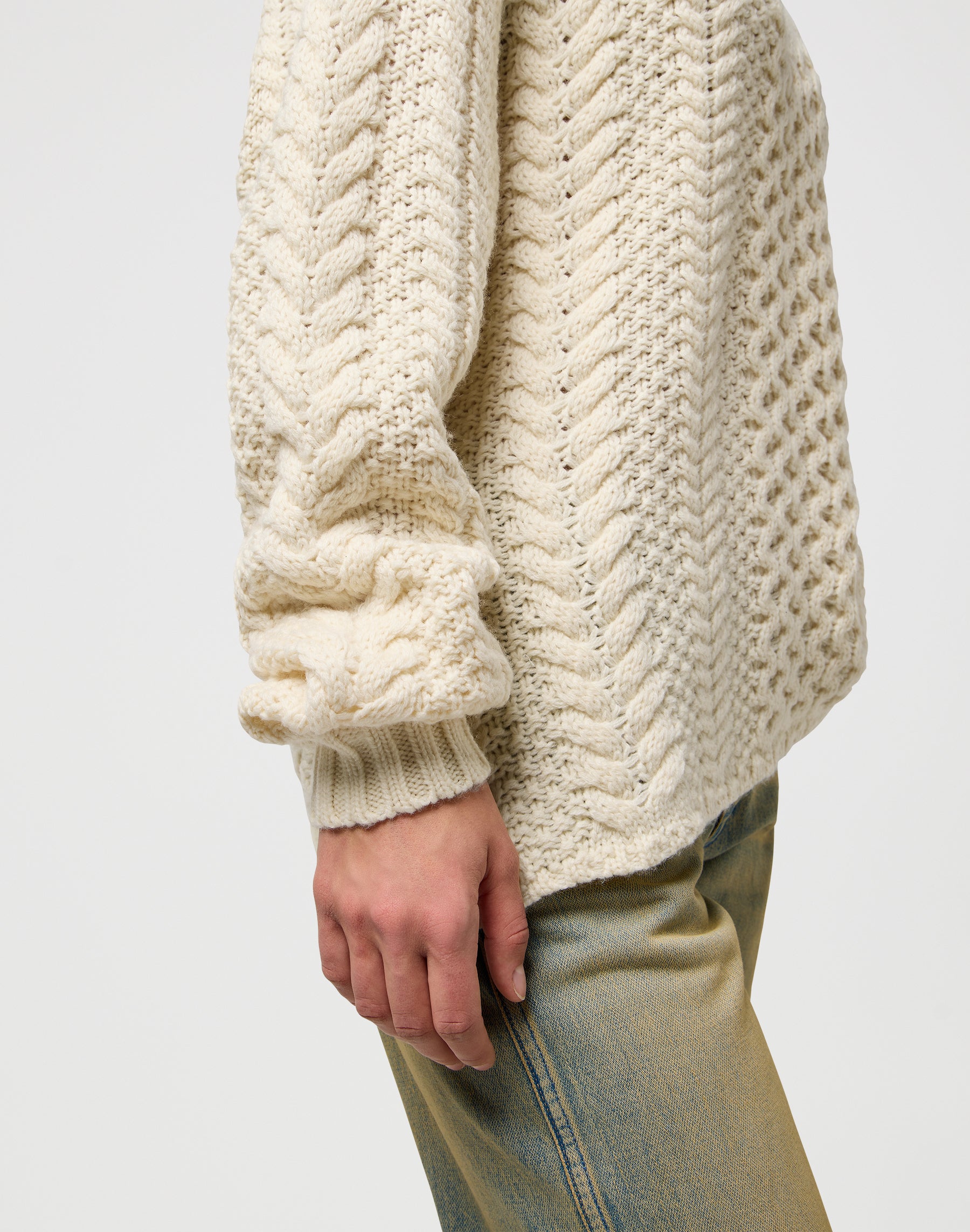 Maglia con collo a V in Avorio Maglioni Wrangler