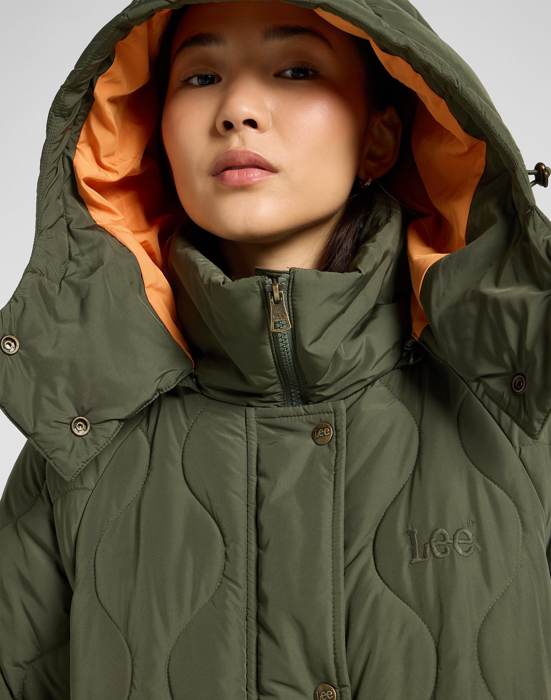 Puffer lungo in Oak Moss Giacche Lee