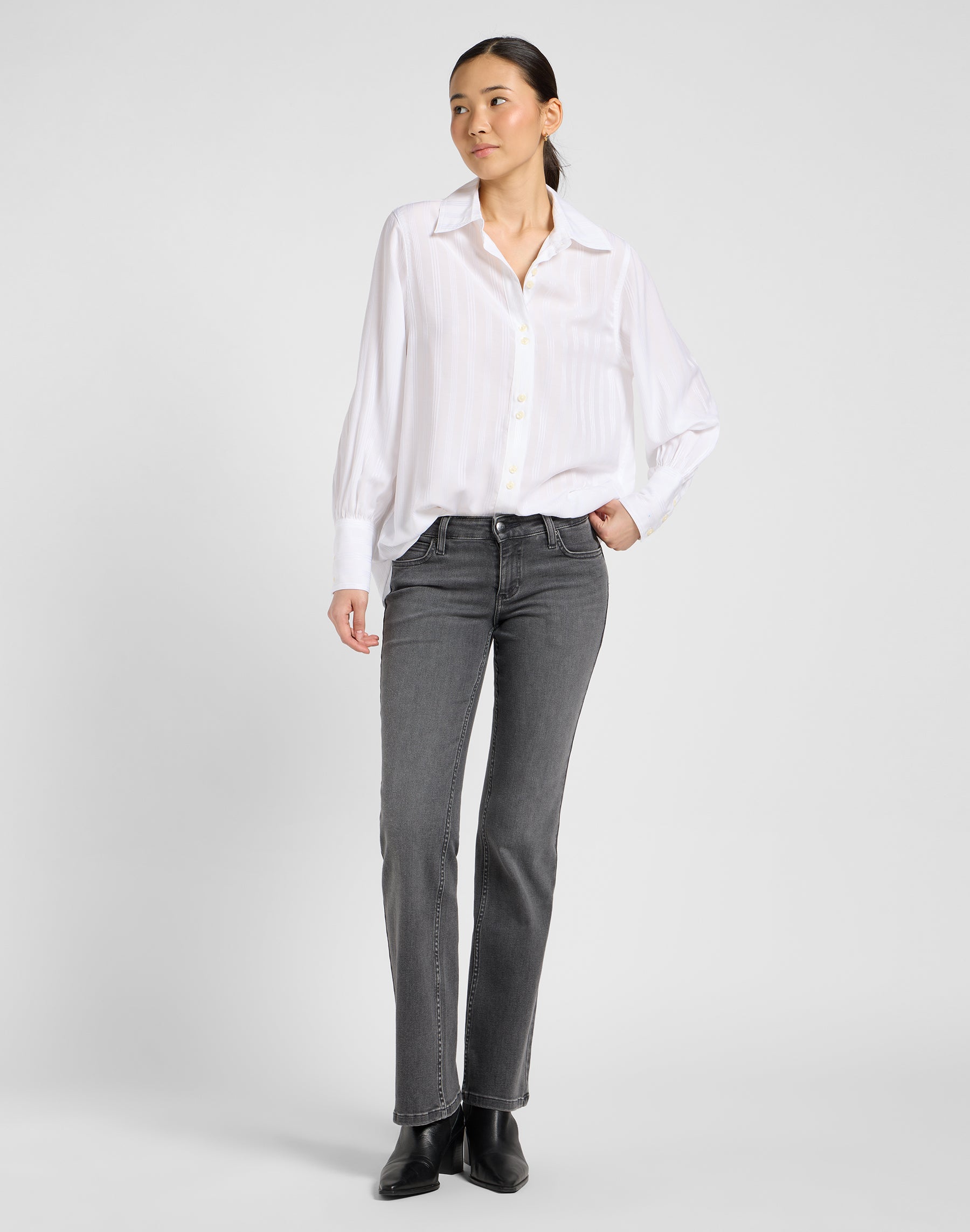 Camicia con maniche a palloncino in bianco brillante Camicie Lee