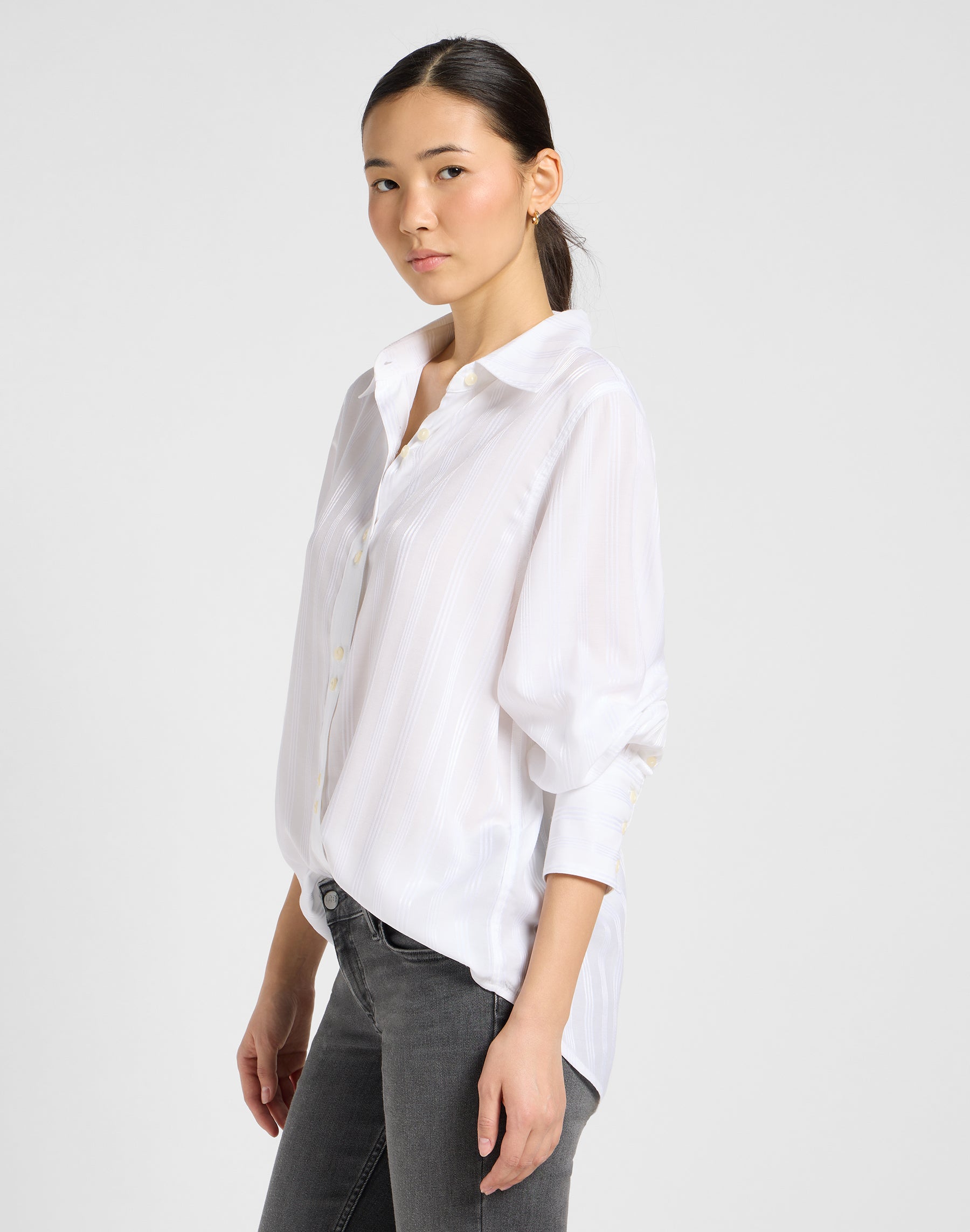 Camicia con maniche a palloncino in bianco brillante Camicie Lee