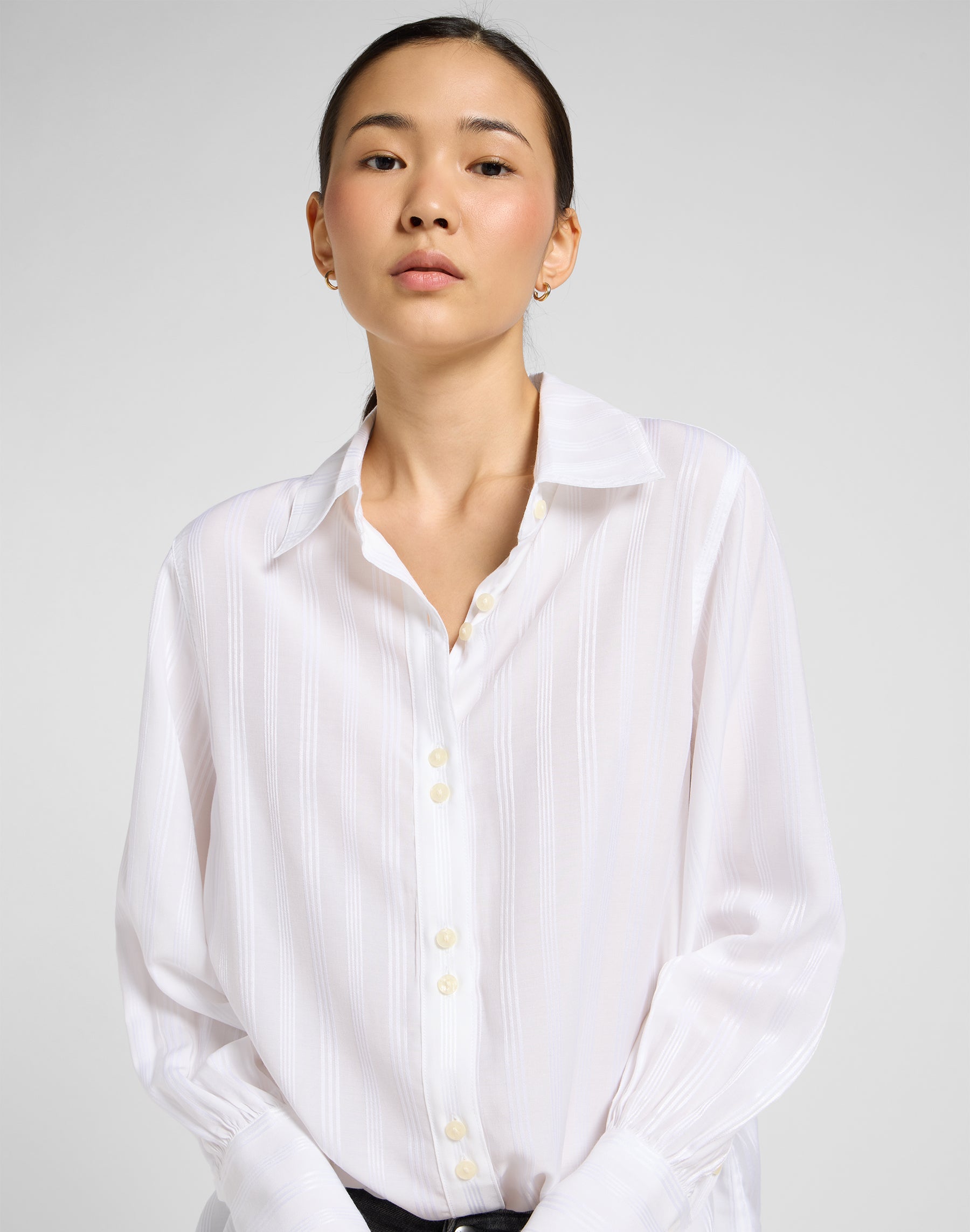 Camicia con maniche a palloncino in bianco brillante Camicie Lee