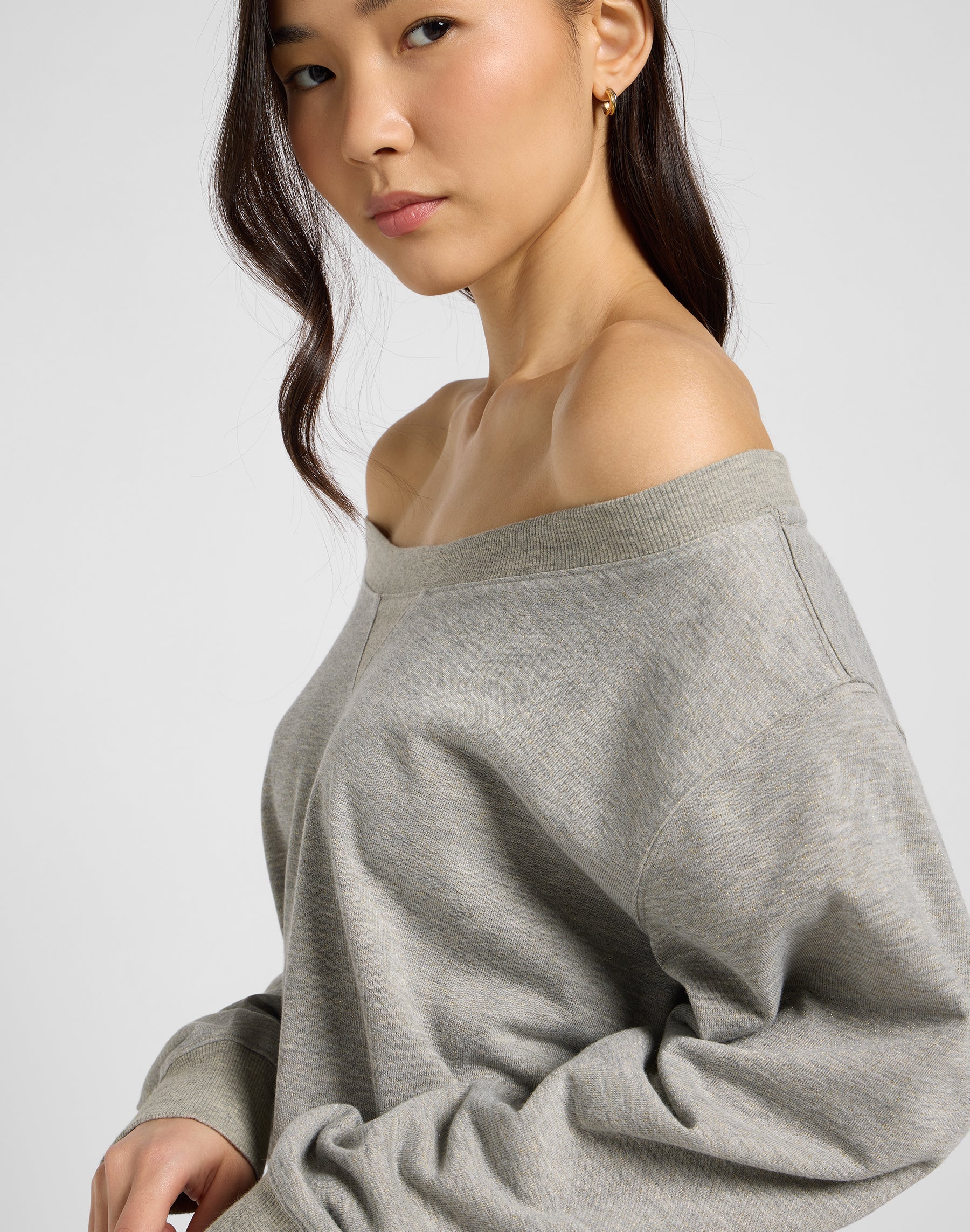 Felpe Off Shoulder Sws in Grey Heather Lee