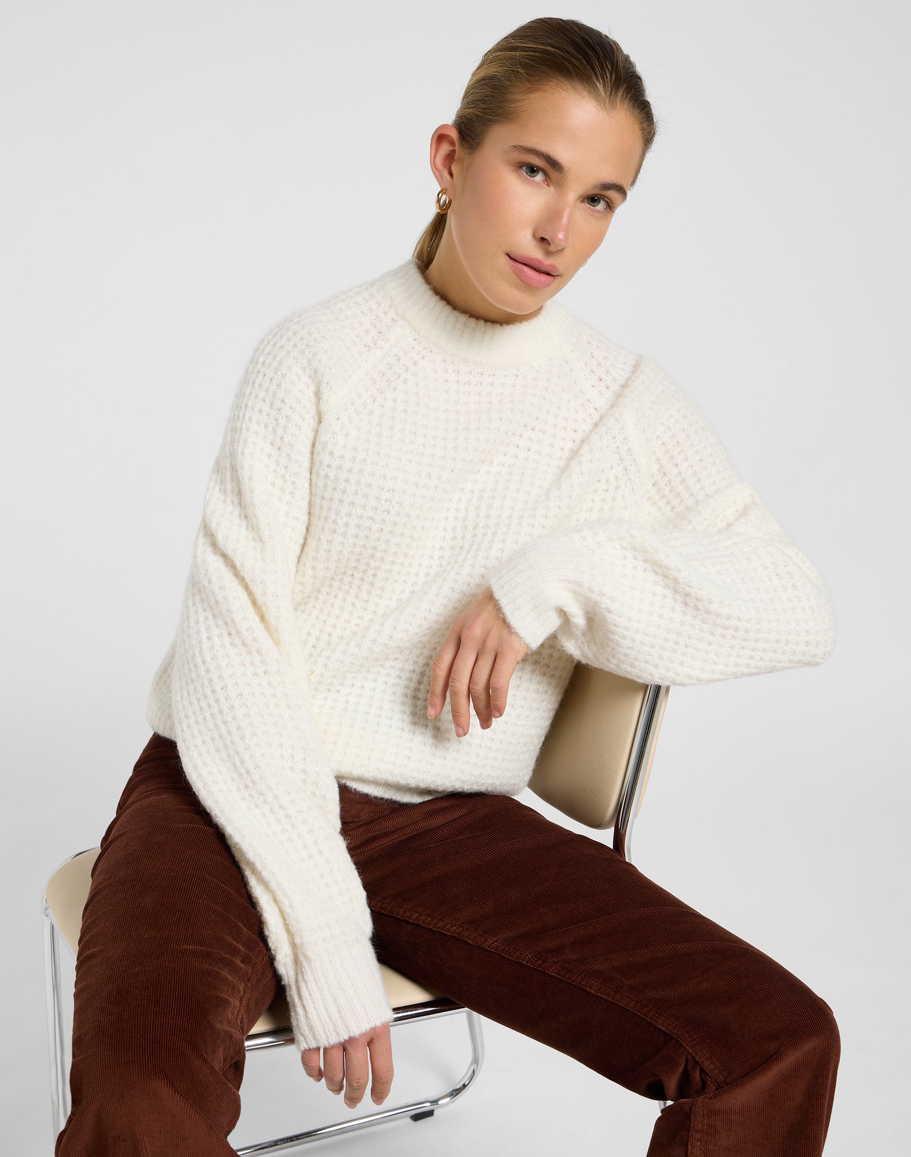 Maglione in maglia ecru Maglioni Lee