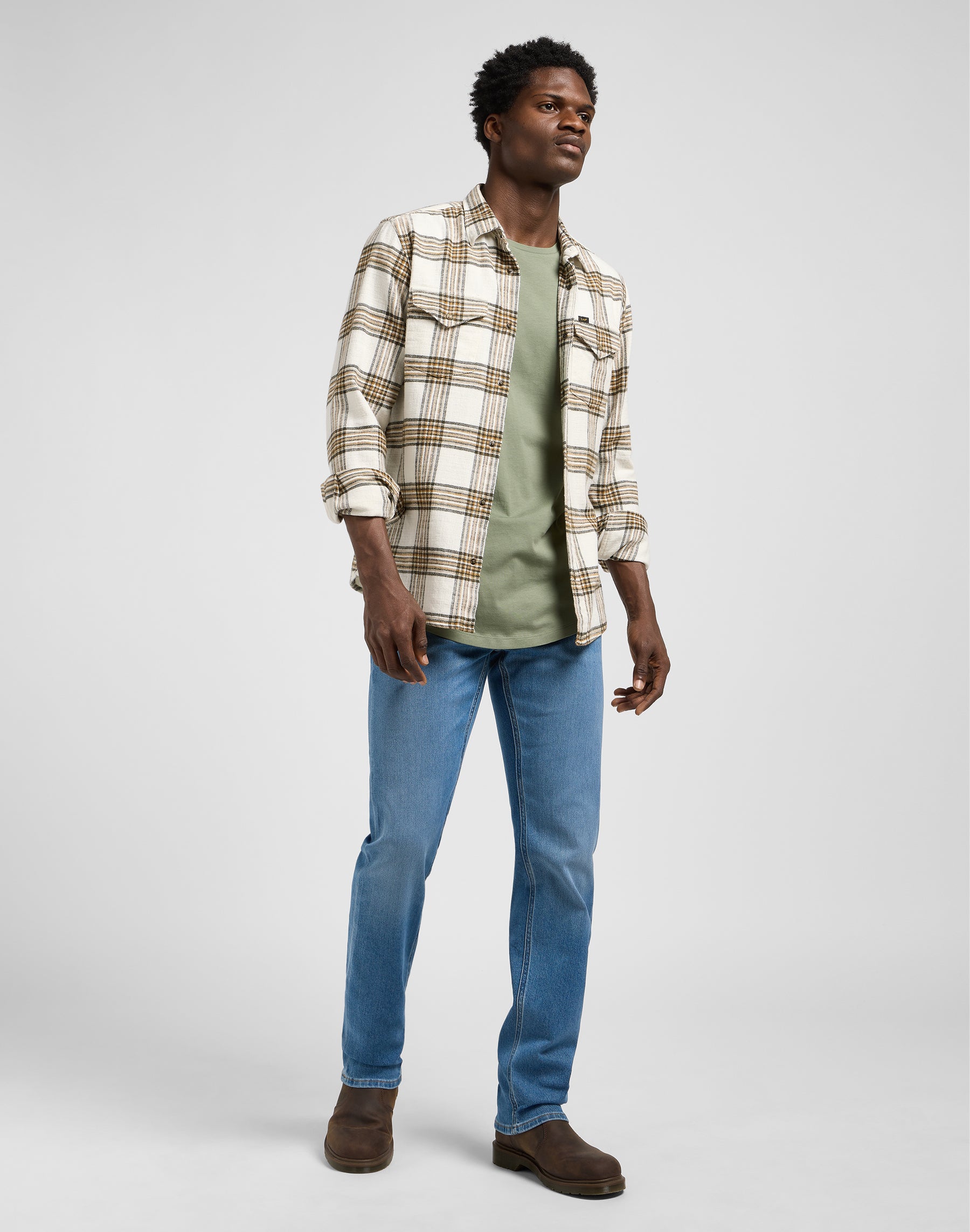 Camicia Clean Western in Ecrù Ocra Camicie a quadri Lee