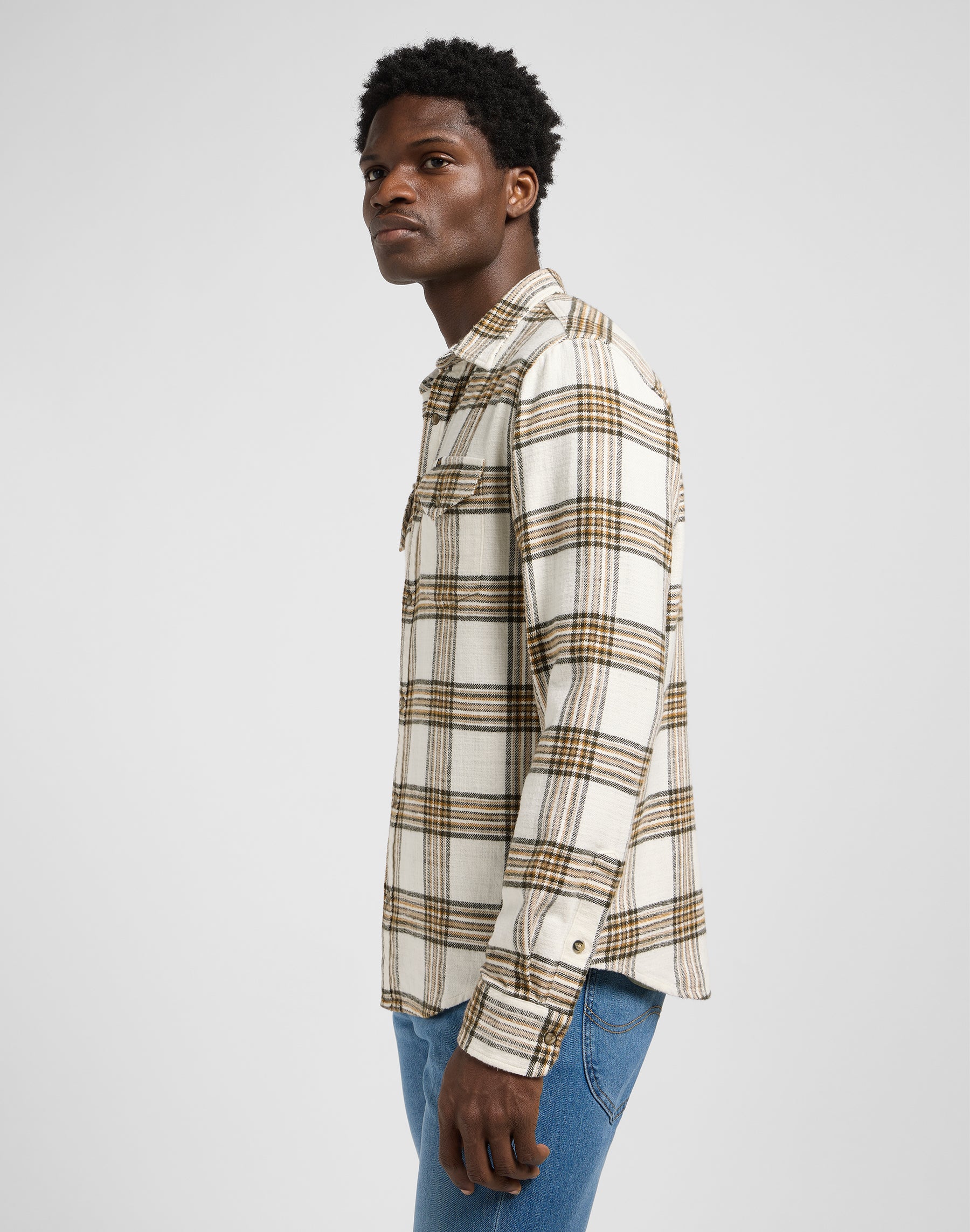 Camicia Clean Western in Ecrù Ocra Camicie a quadri Lee