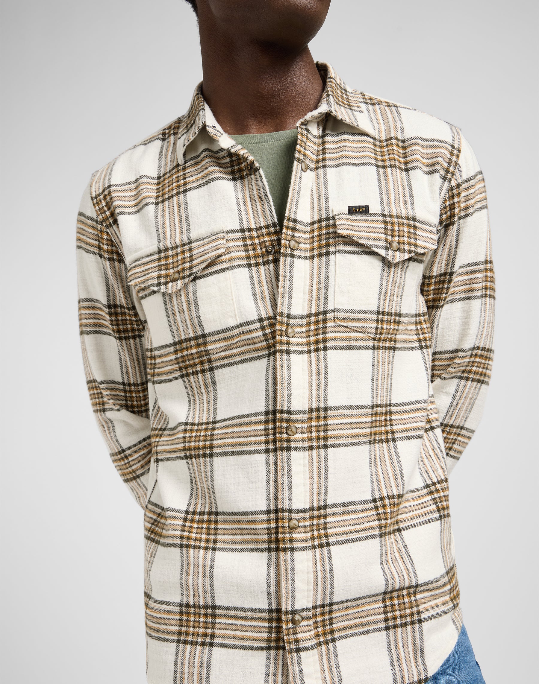 Camicia Clean Western in Ecrù Ocra Camicie a quadri Lee