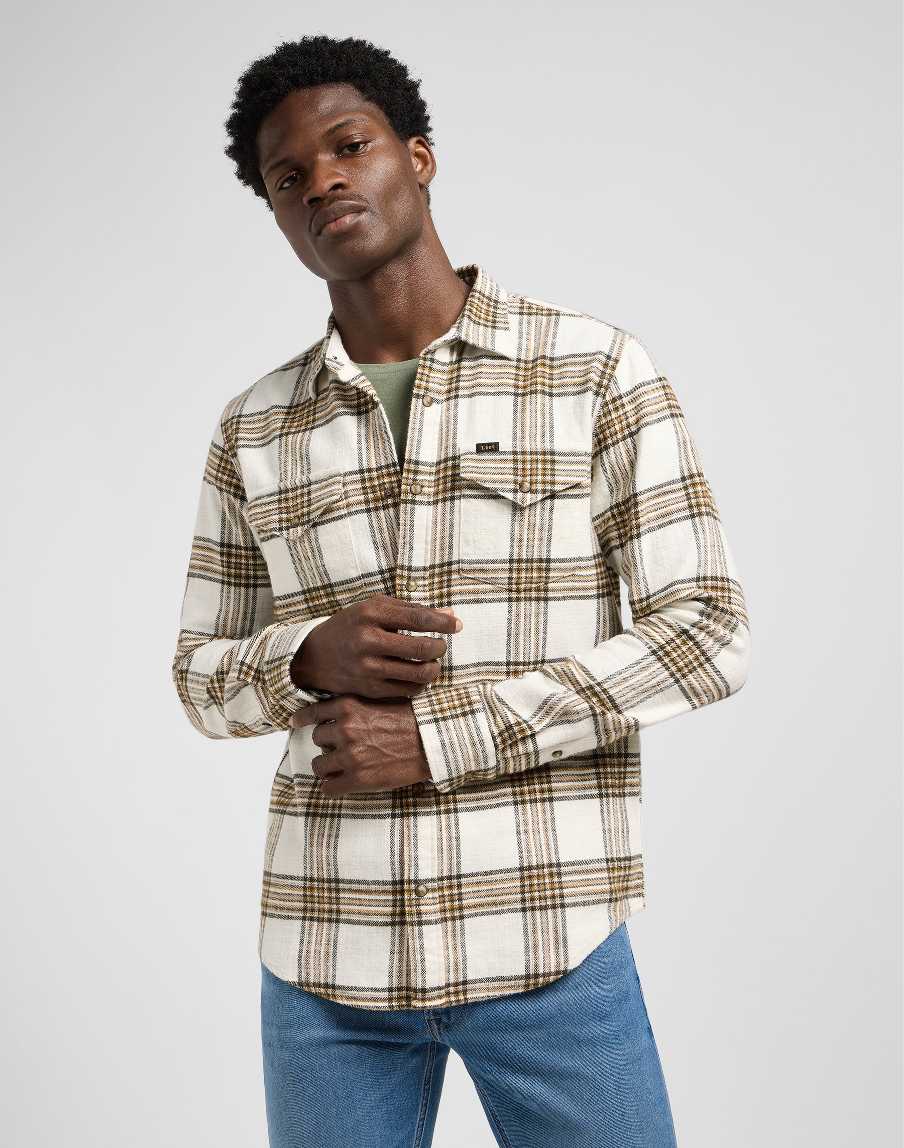 Camicia Clean Western in Ecrù Ocra Camicie a quadri Lee
