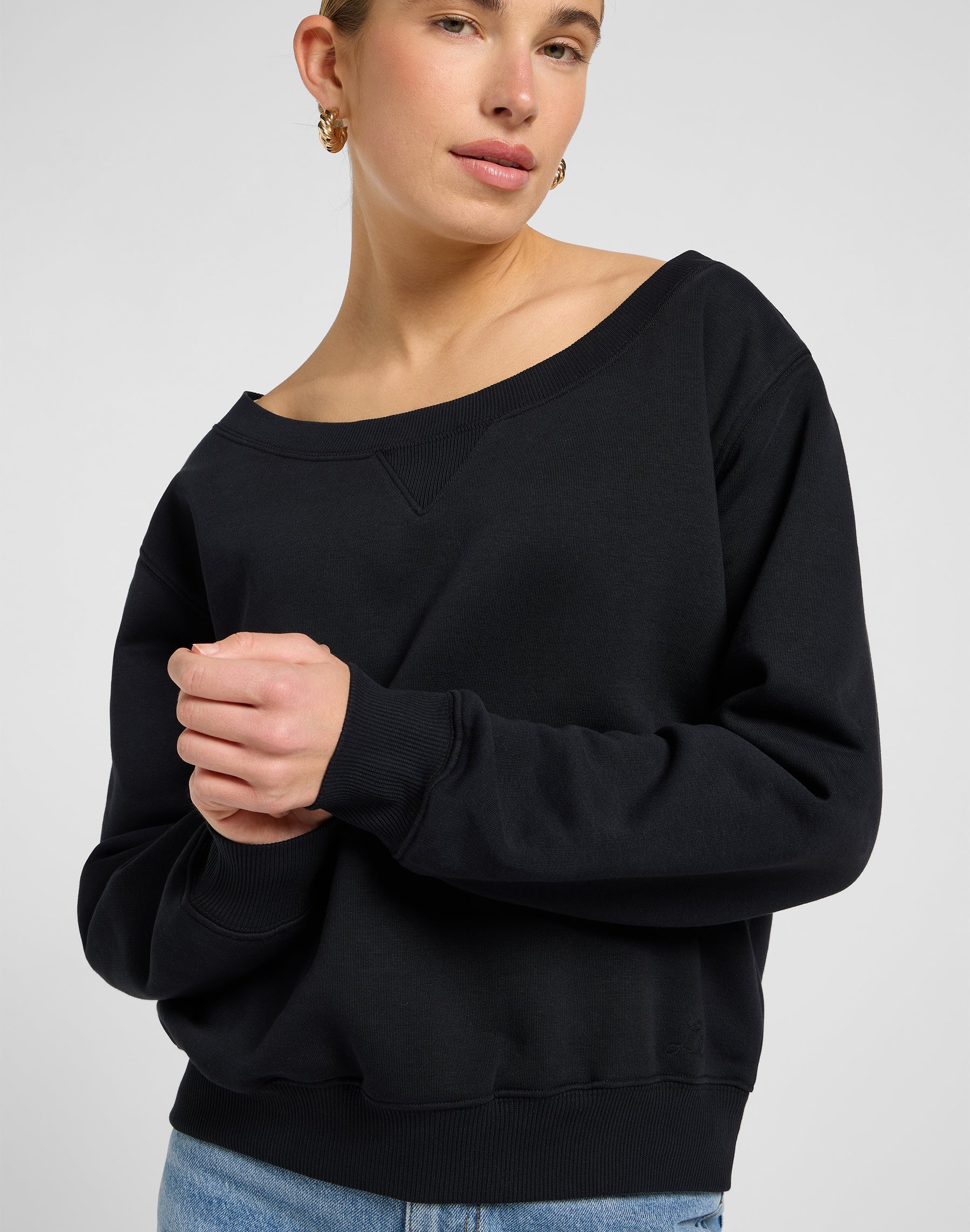 Felpe Off Shoulder Sws in Unionall Nero Lee