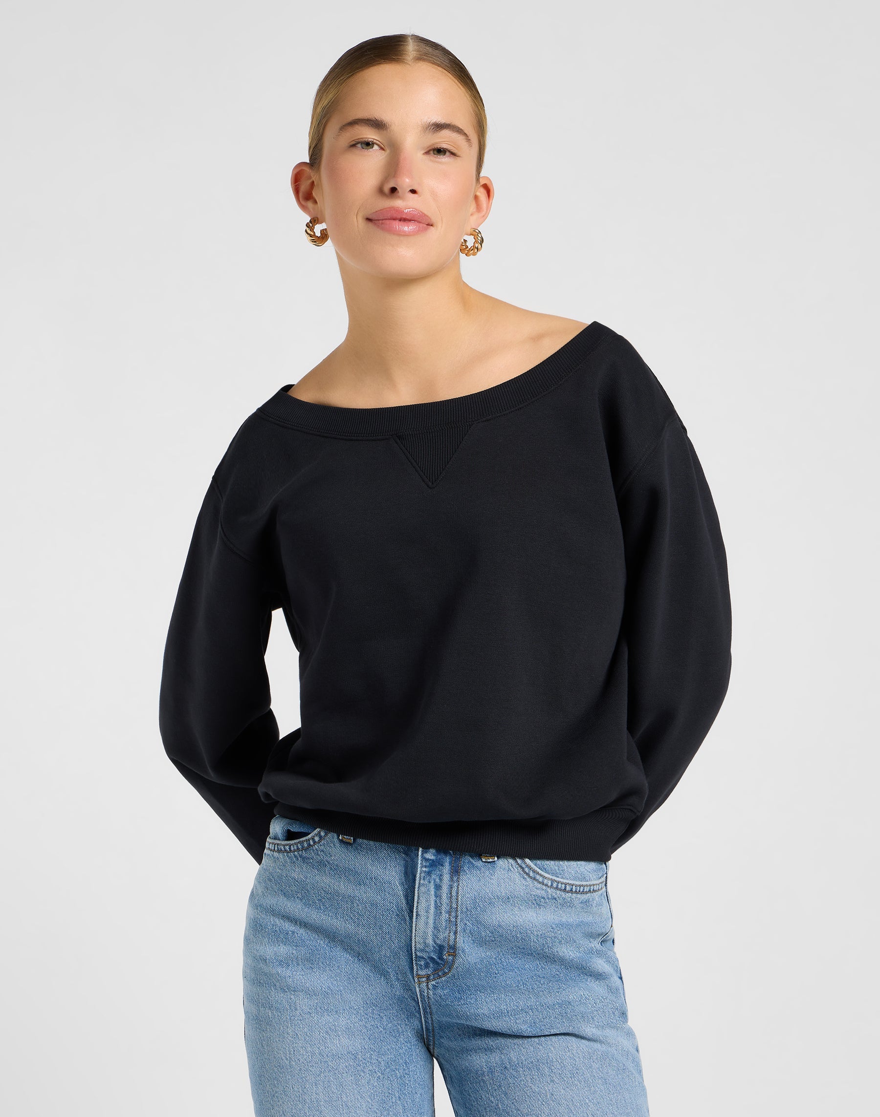 Felpe Off Shoulder Sws in Unionall Nero Lee