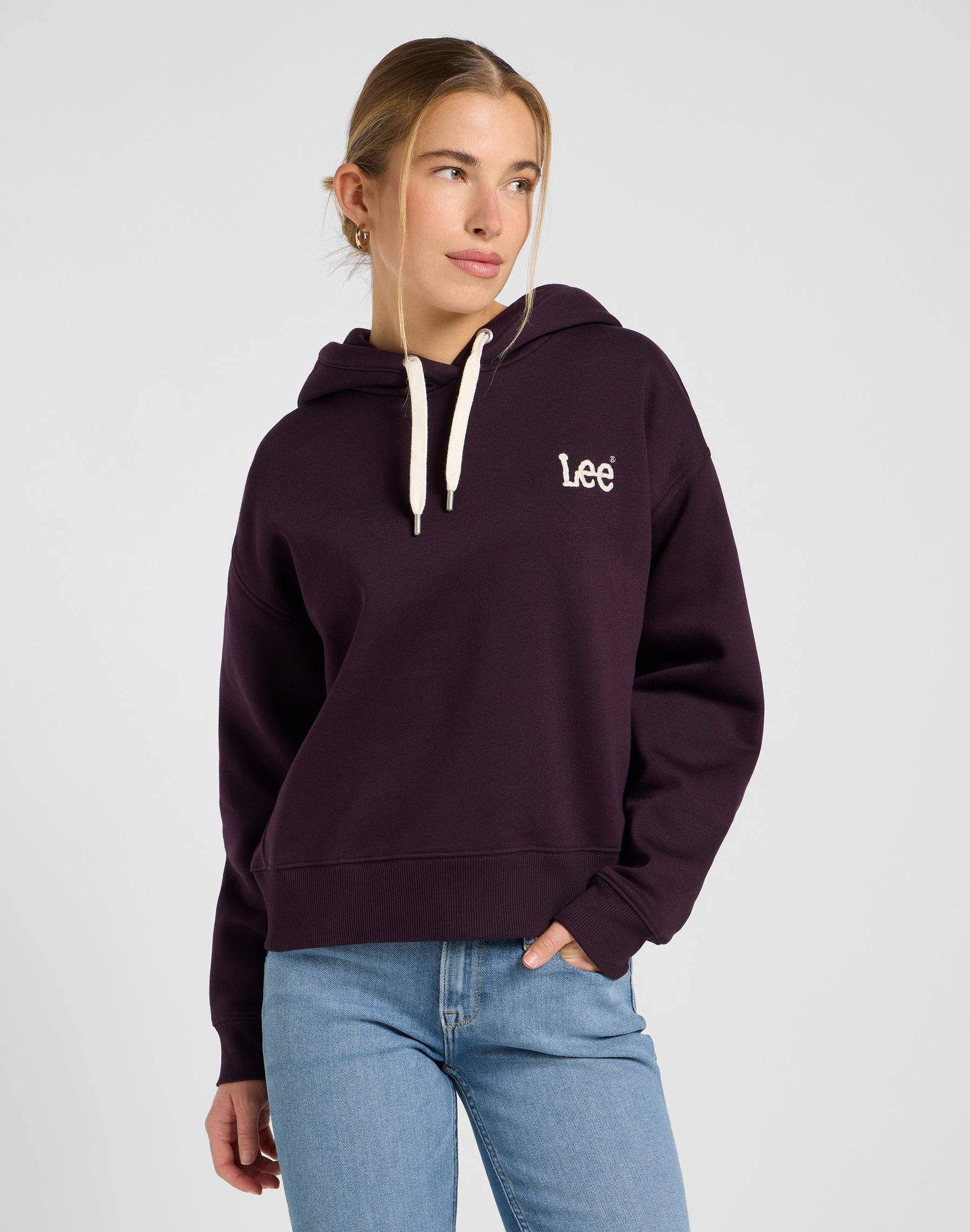 Felpa con cappuccio Essential in Deep Wine Hoodie Lee