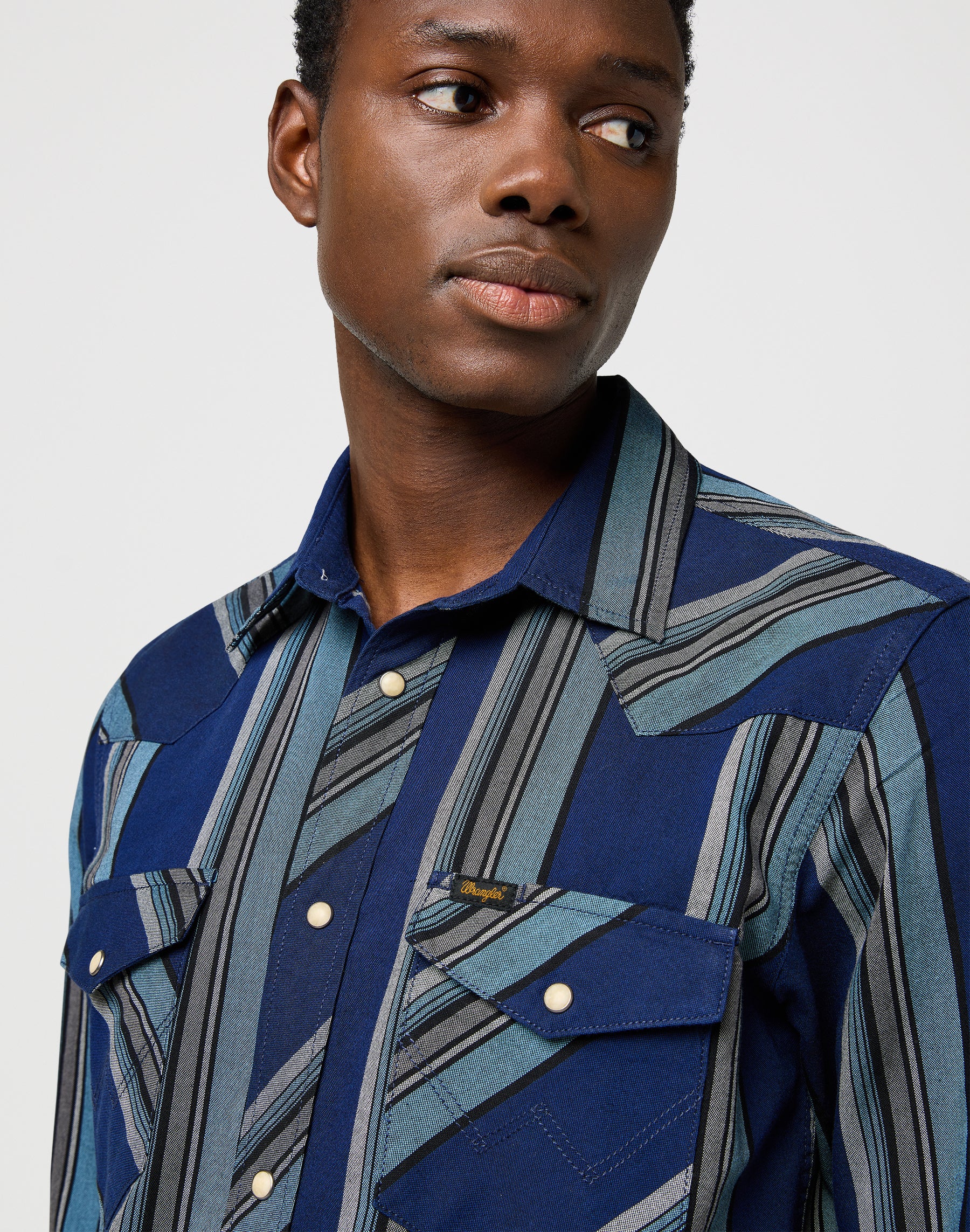 Camicia Western Indigo in camicie blu vintage Wrangler