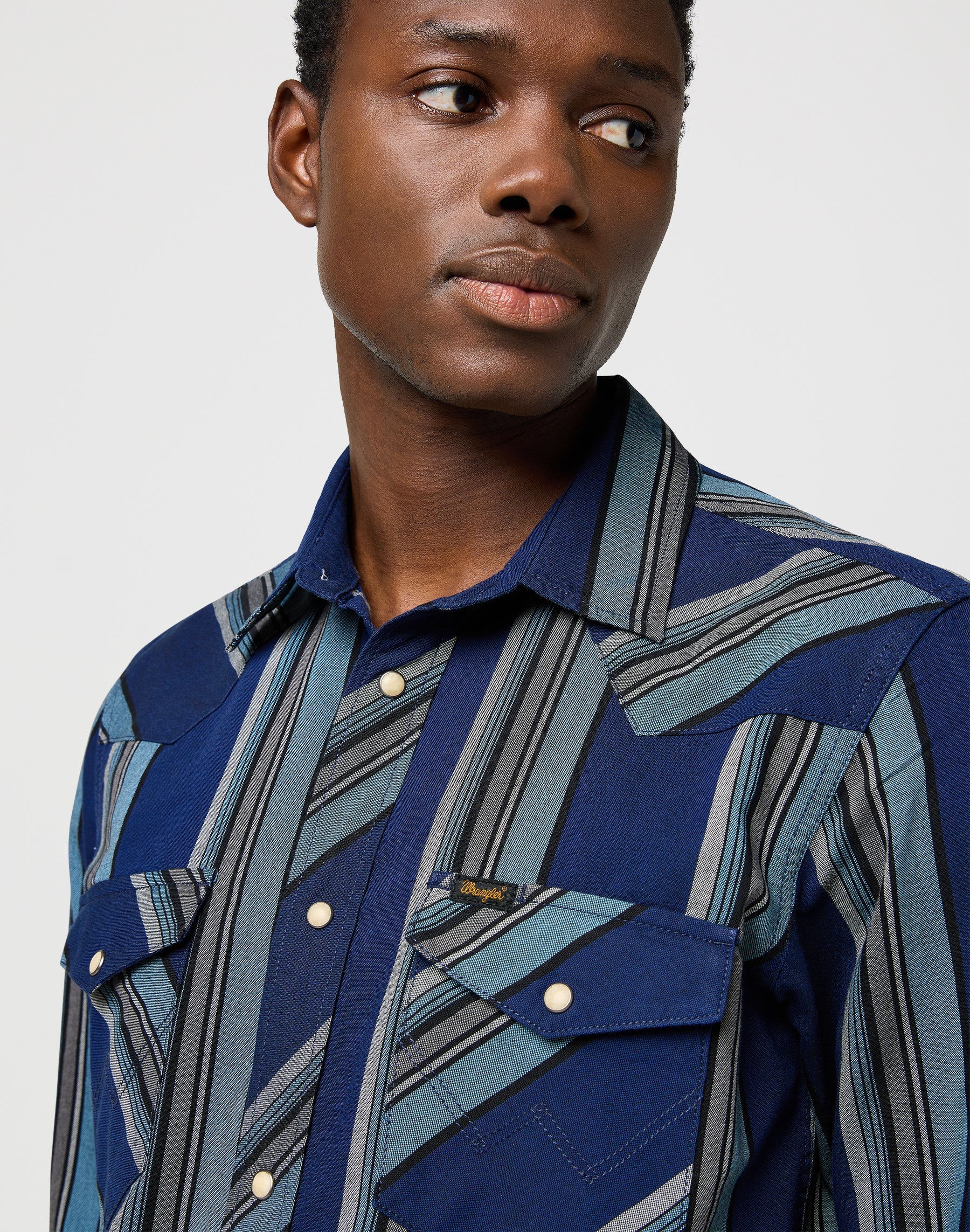 Camicia Western Indigo in camicie blu vintage Wrangler