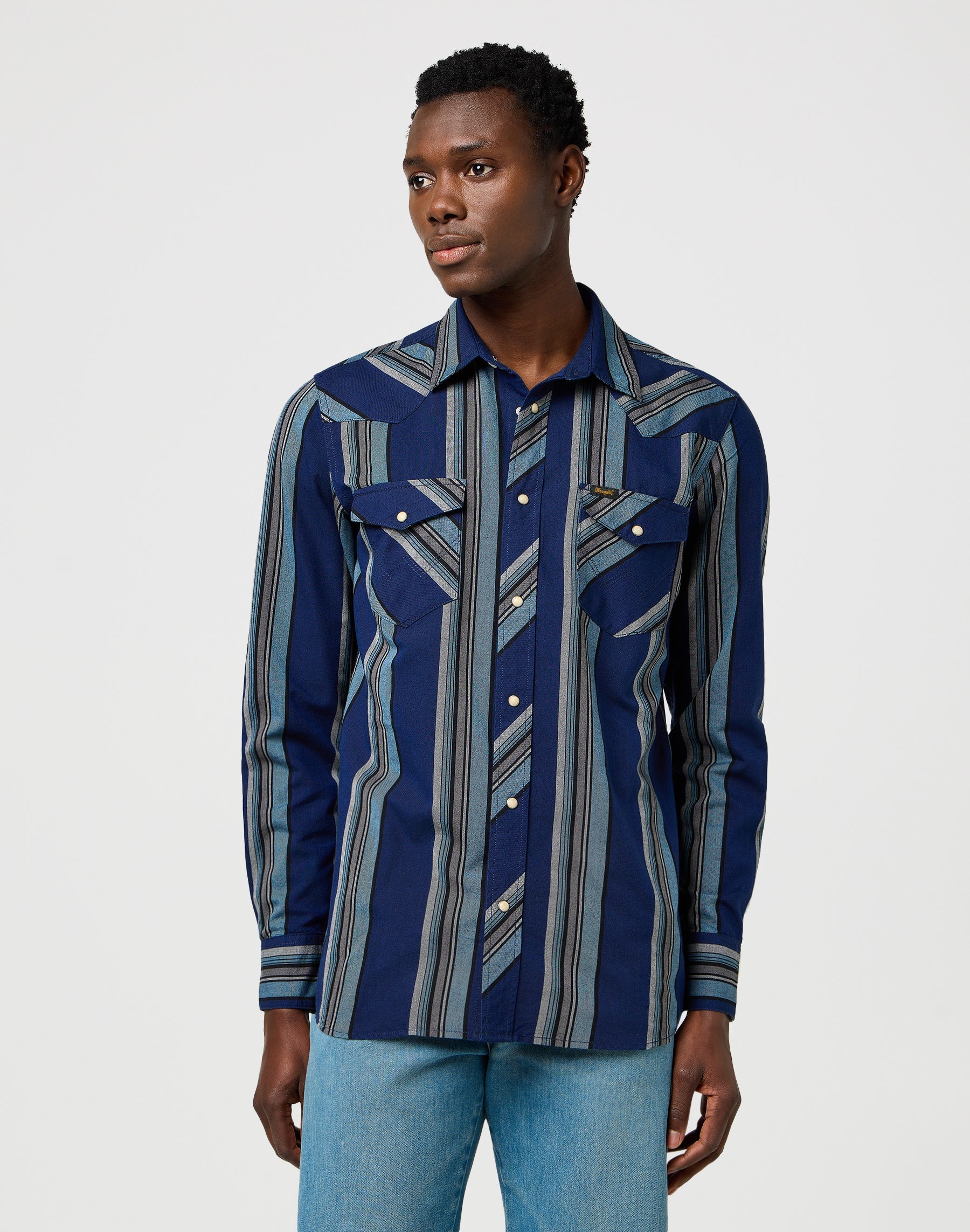Camicia Western Indigo in camicie blu vintage Wrangler