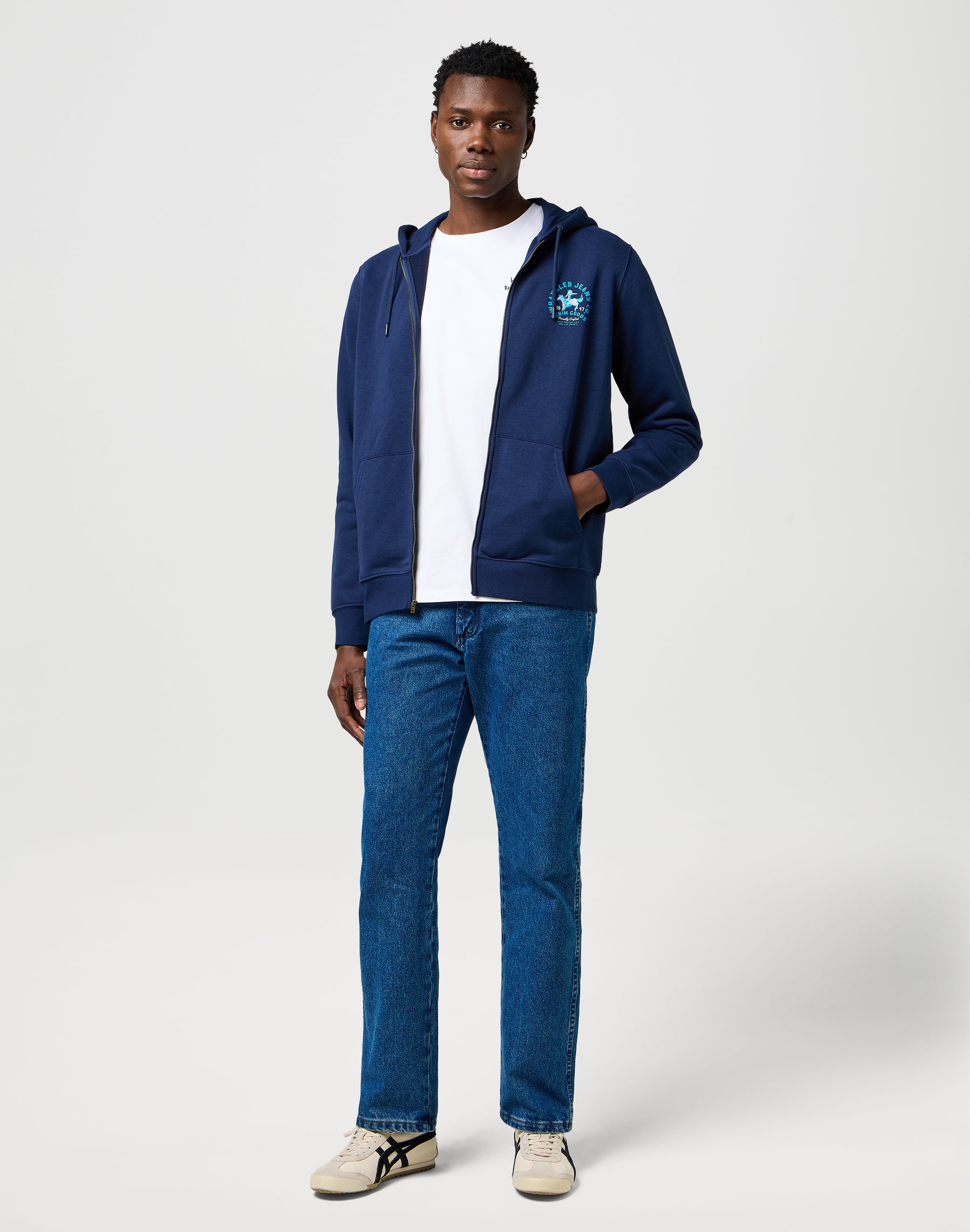 Felpa con cappuccio con zip grafica in giacche di tela Wrangler